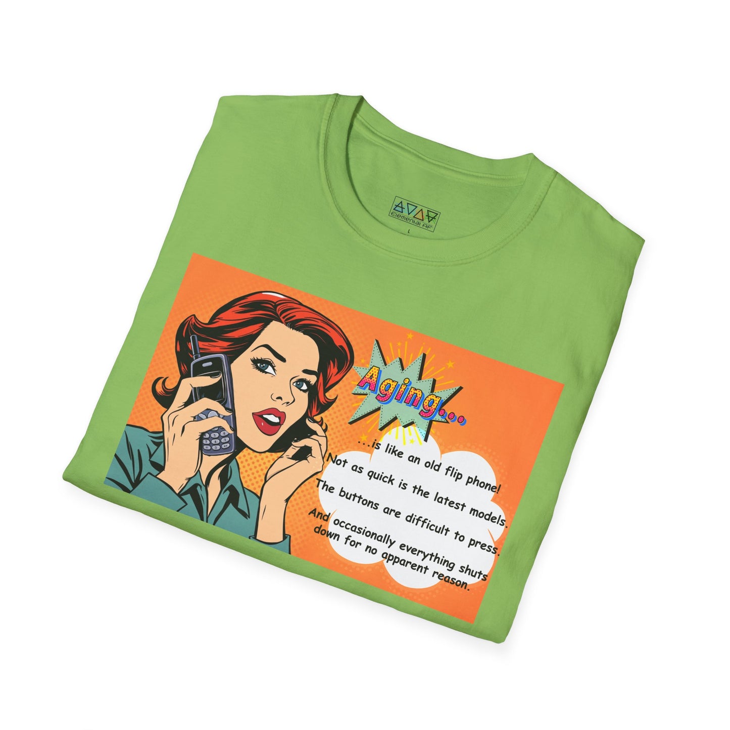 Funny Aging Retro Tech Lover Unisex T-Shirt, Mid-Life Humor Graphic Tee, Birthday Gift for Adults, Flip Phone Shirt