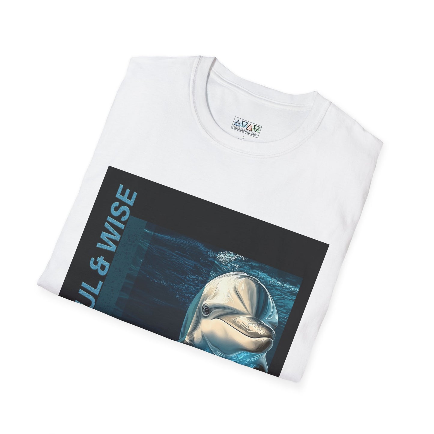Joyful & Wise Dolphin T-Shirt, Unisex Softstyle Tee for Marine Life Lovers, Ocean-Themed Gift, Casual Wear, Beach Day Shirt