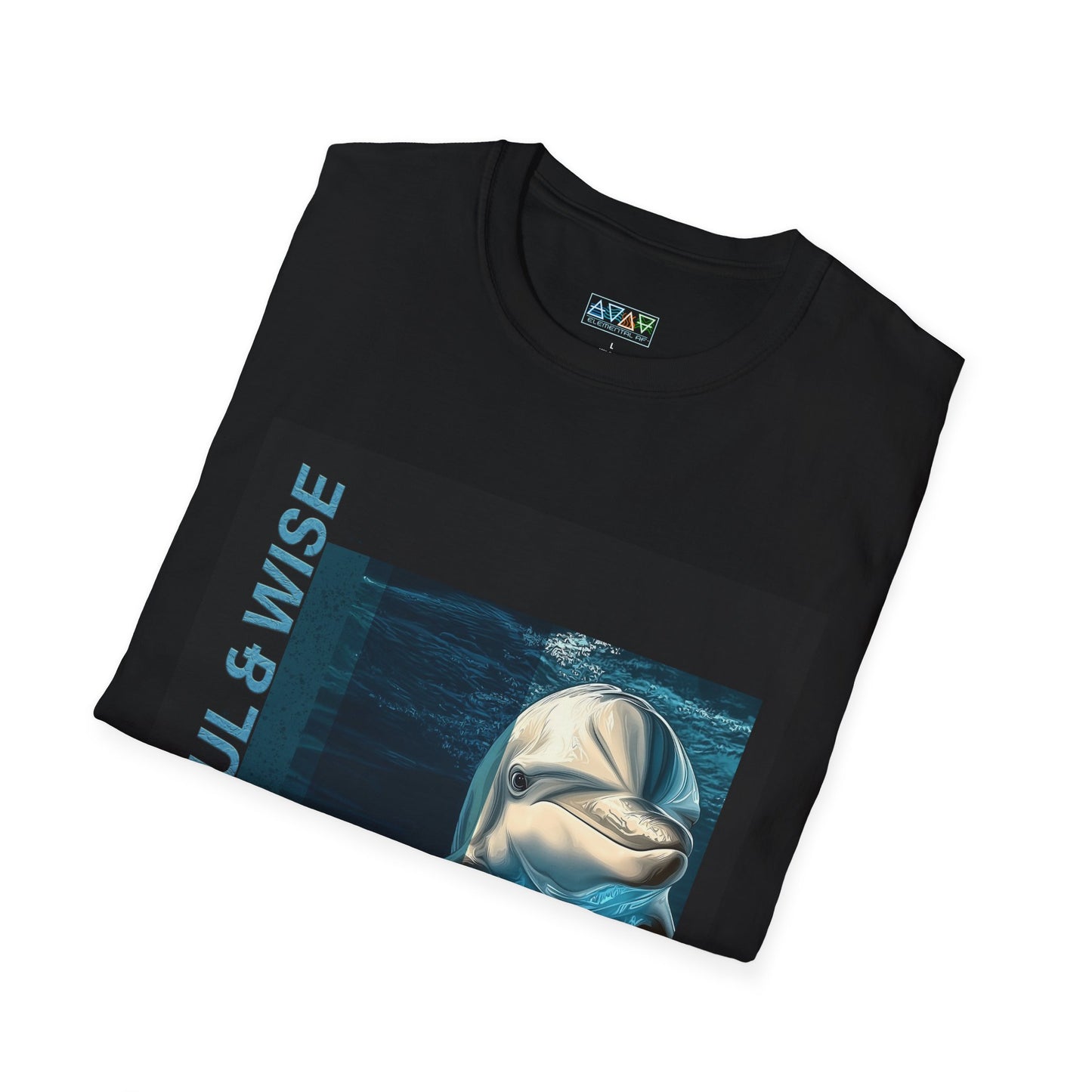 Joyful & Wise Dolphin T-Shirt, Unisex Softstyle Tee for Marine Life Lovers, Ocean-Themed Gift, Casual Wear, Beach Day Shirt