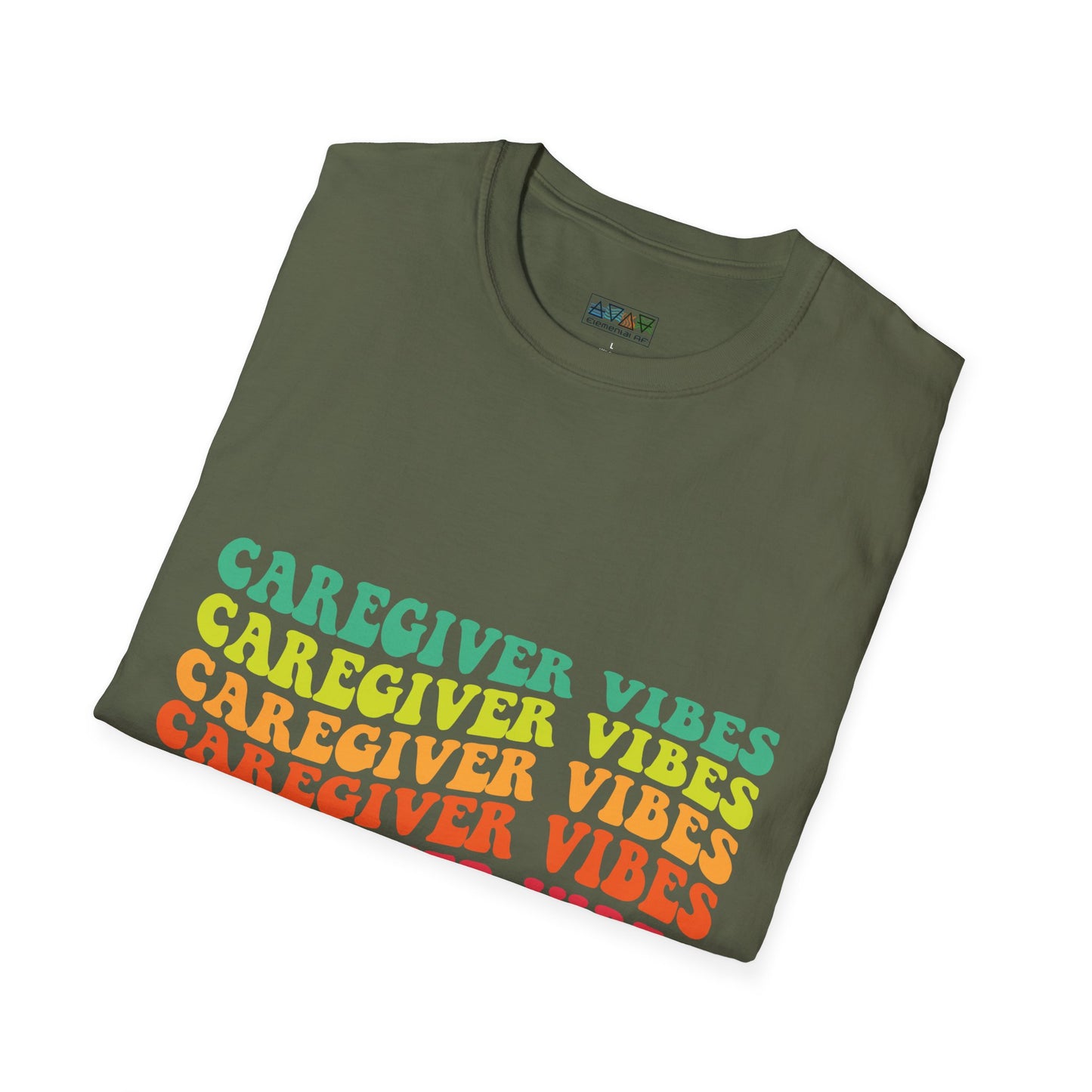 Caregiver Vibes Unisex Softstyle T-Shirt, Supportive Gift for Nurses, Relaxed Casual Tee, Perfect for Caregivers, Healthcare Appreciation