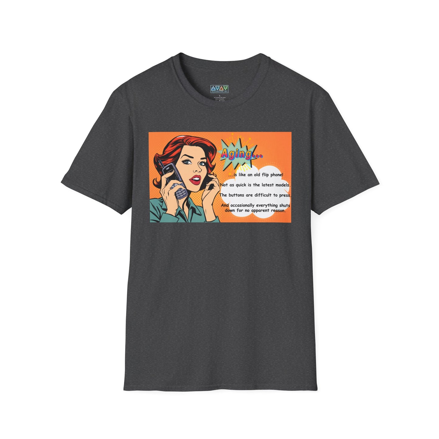 Funny Aging Retro Tech Lover Unisex T-Shirt, Mid-Life Humor Graphic Tee, Birthday Gift for Adults, Flip Phone Shirt