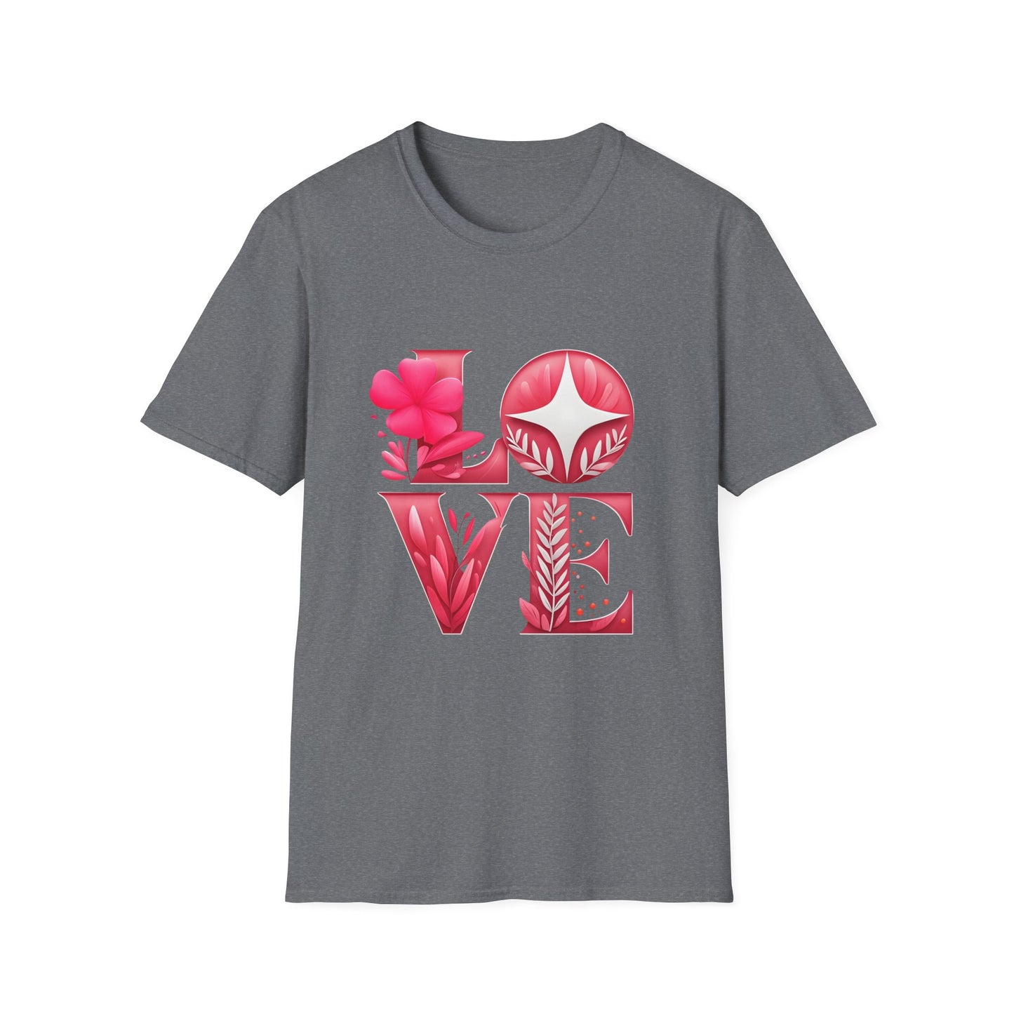 Love Typography Floral T-Shirt, Romantic Graphic Tee, Gift for Her, Valentine's Day Shirt, Spring Fashion Top