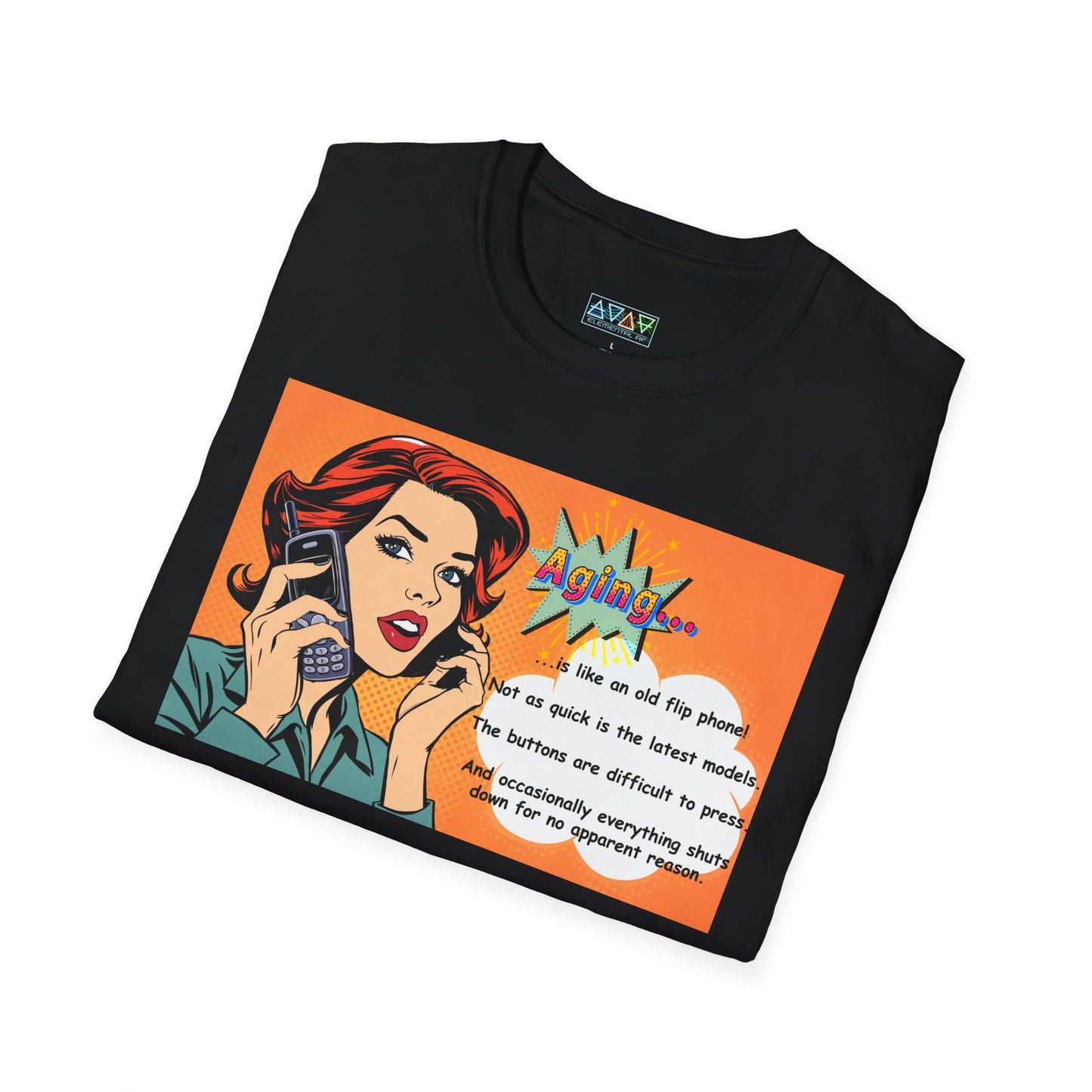 Funny Aging Retro Tech Lover Unisex T-Shirt, Mid-Life Humor Graphic Tee, Birthday Gift for Adults, Flip Phone Shirt