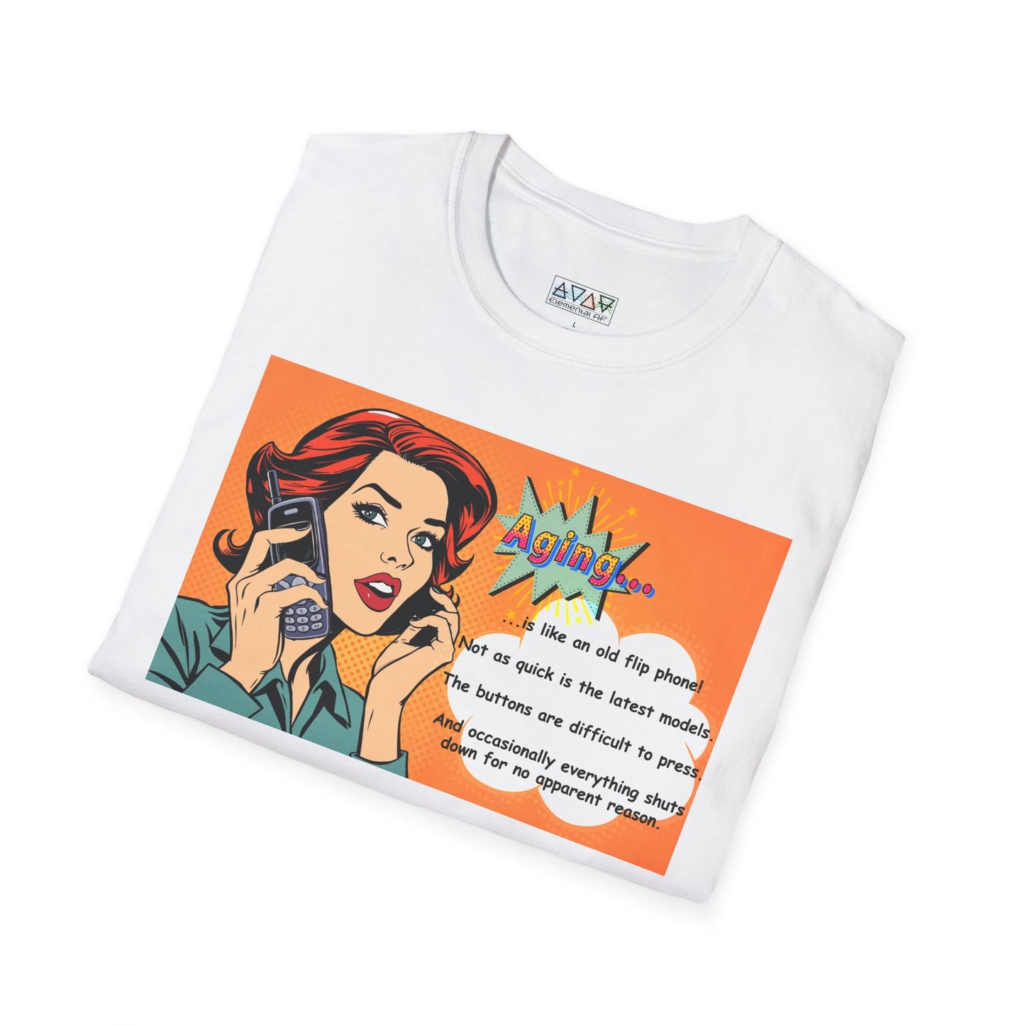 Funny Aging Retro Tech Lover Unisex T-Shirt, Mid-Life Humor Graphic Tee, Birthday Gift for Adults, Flip Phone Shirt