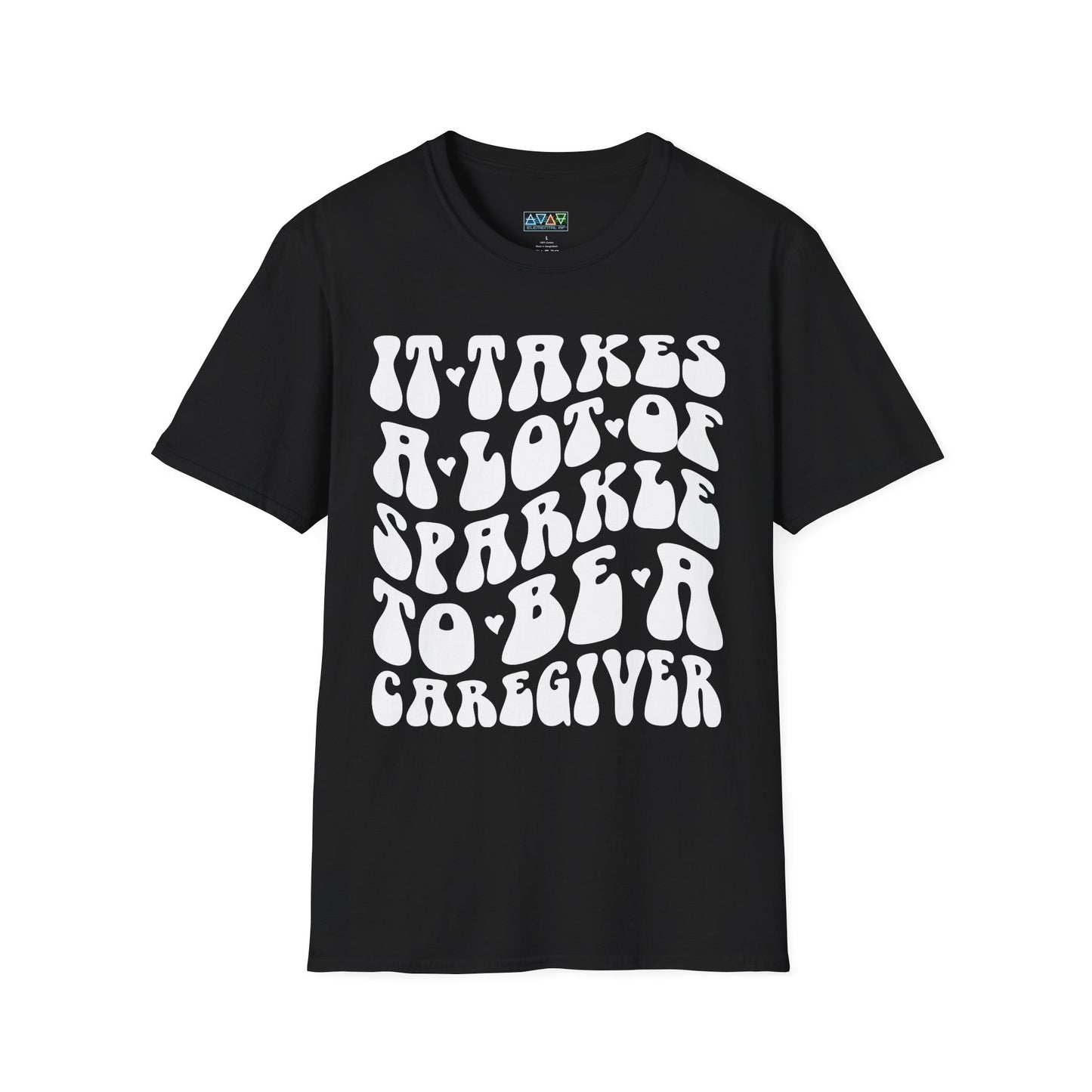 Sparkling Caregiver T-Shirt, Unisex Softstyle Tee, Perfect Gift for Nurses, Caregivers, Appreciation Day, Motivational Shirt
