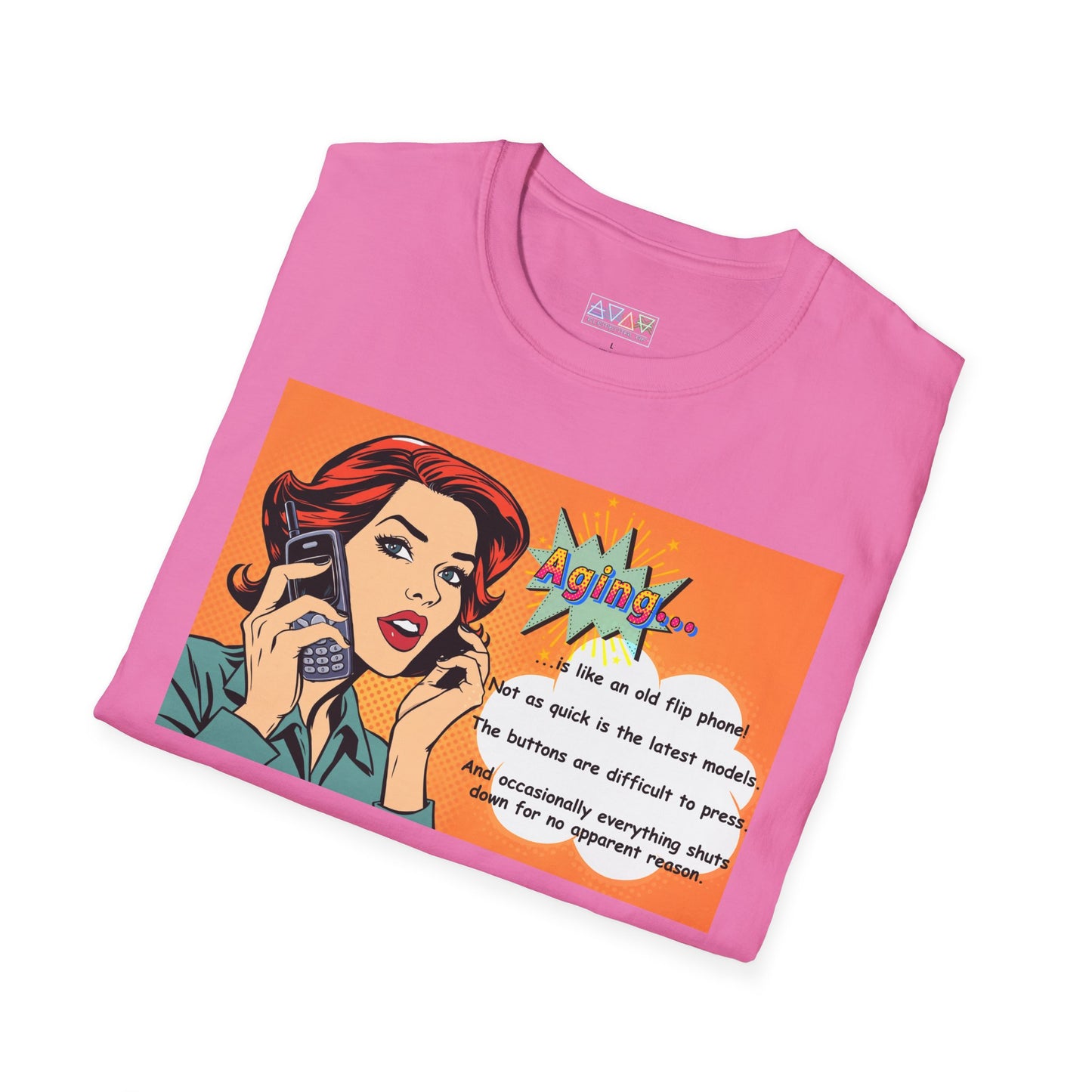 Funny Aging Retro Tech Lover Unisex T-Shirt, Mid-Life Humor Graphic Tee, Birthday Gift for Adults, Flip Phone Shirt