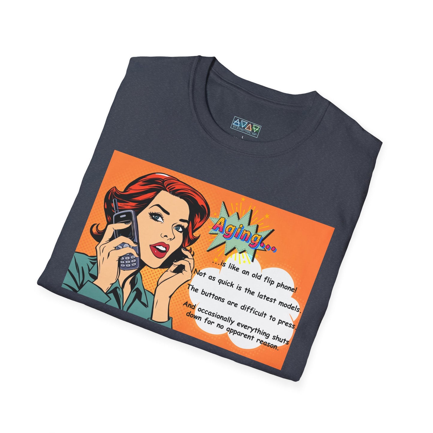 Funny Aging Retro Tech Lover Unisex T-Shirt, Mid-Life Humor Graphic Tee, Birthday Gift for Adults, Flip Phone Shirt