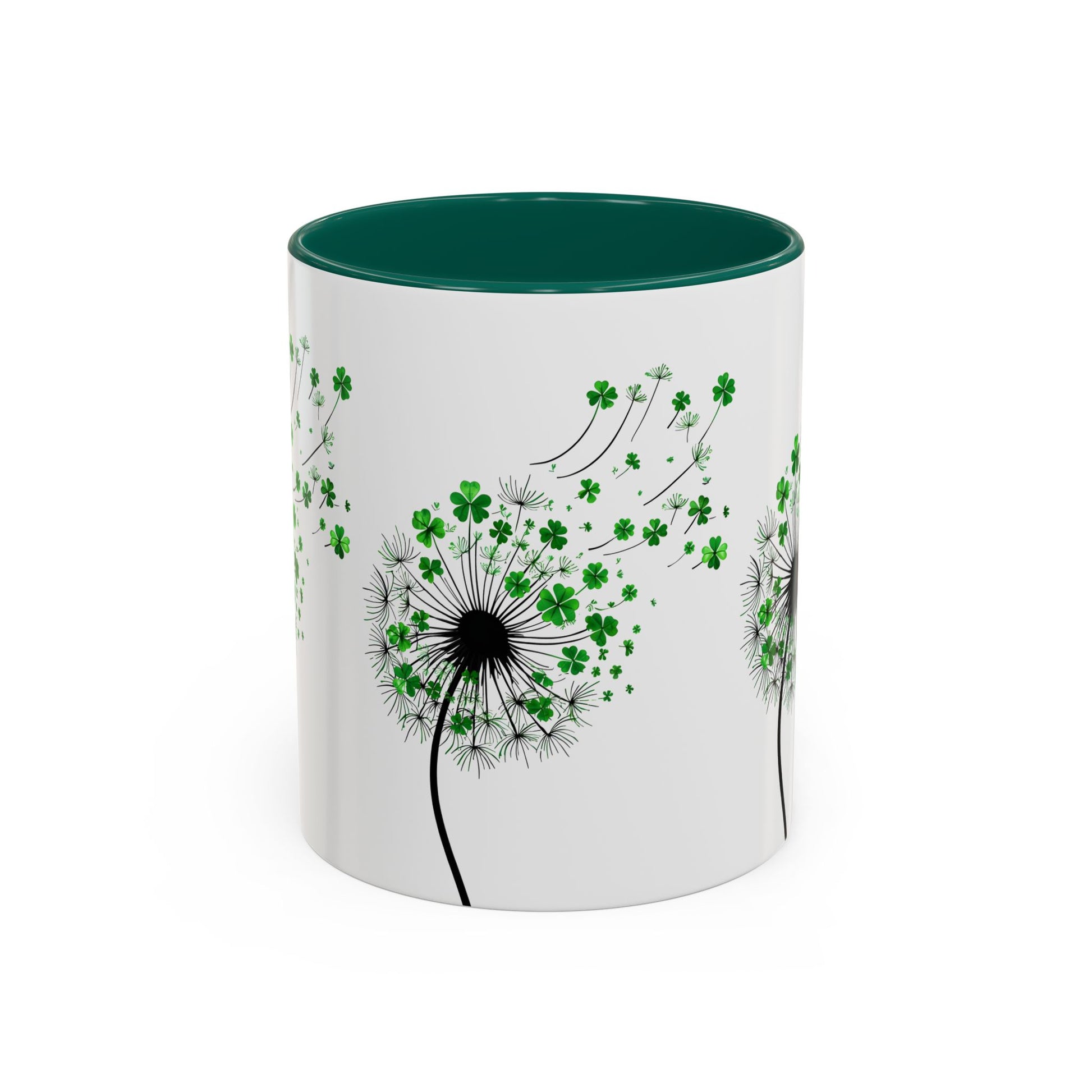 Dandelion Mugs, Watercolor Floral Coffee Cups, Shamrock Tea Mug, Nature Lover Gift, St. Patrick's Day Kitchen Decor