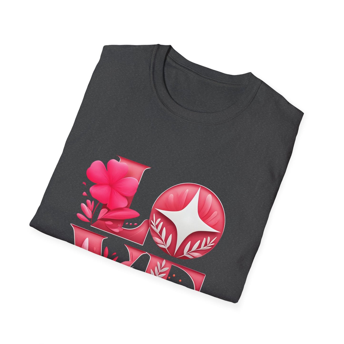 Love Typography Floral T-Shirt, Romantic Graphic Tee, Gift for Her, Valentine's Day Shirt, Spring Fashion Top