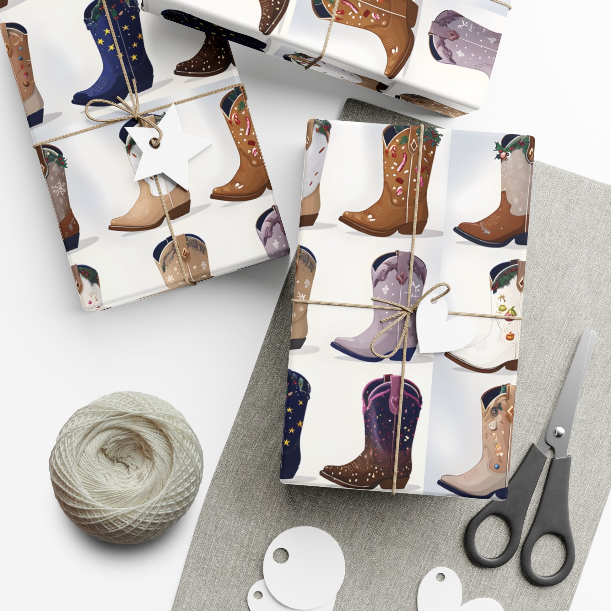 Wrapping Paper, Stylish Cowboy Boots Gift Wrap, Holiday Design Packaging, Christmas Gift Wrap, Cowboy Boot Wrapping Paper, Western Theme