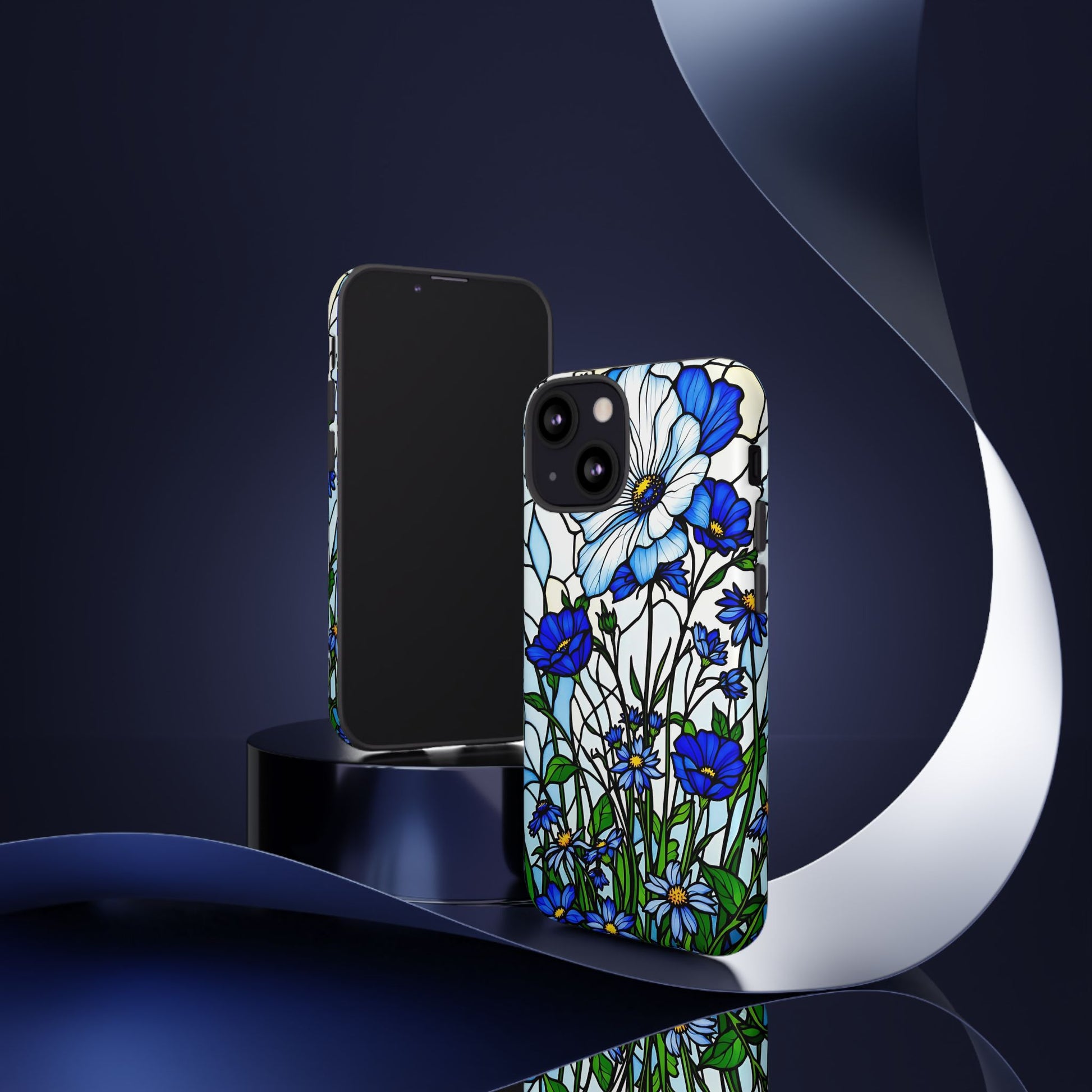 Botanical Stained Glass Tough Case - Floral Phone Cover, Protective Phone Case, Flower Pattern Phone Shell, Nature Inspired Smartphone Case,