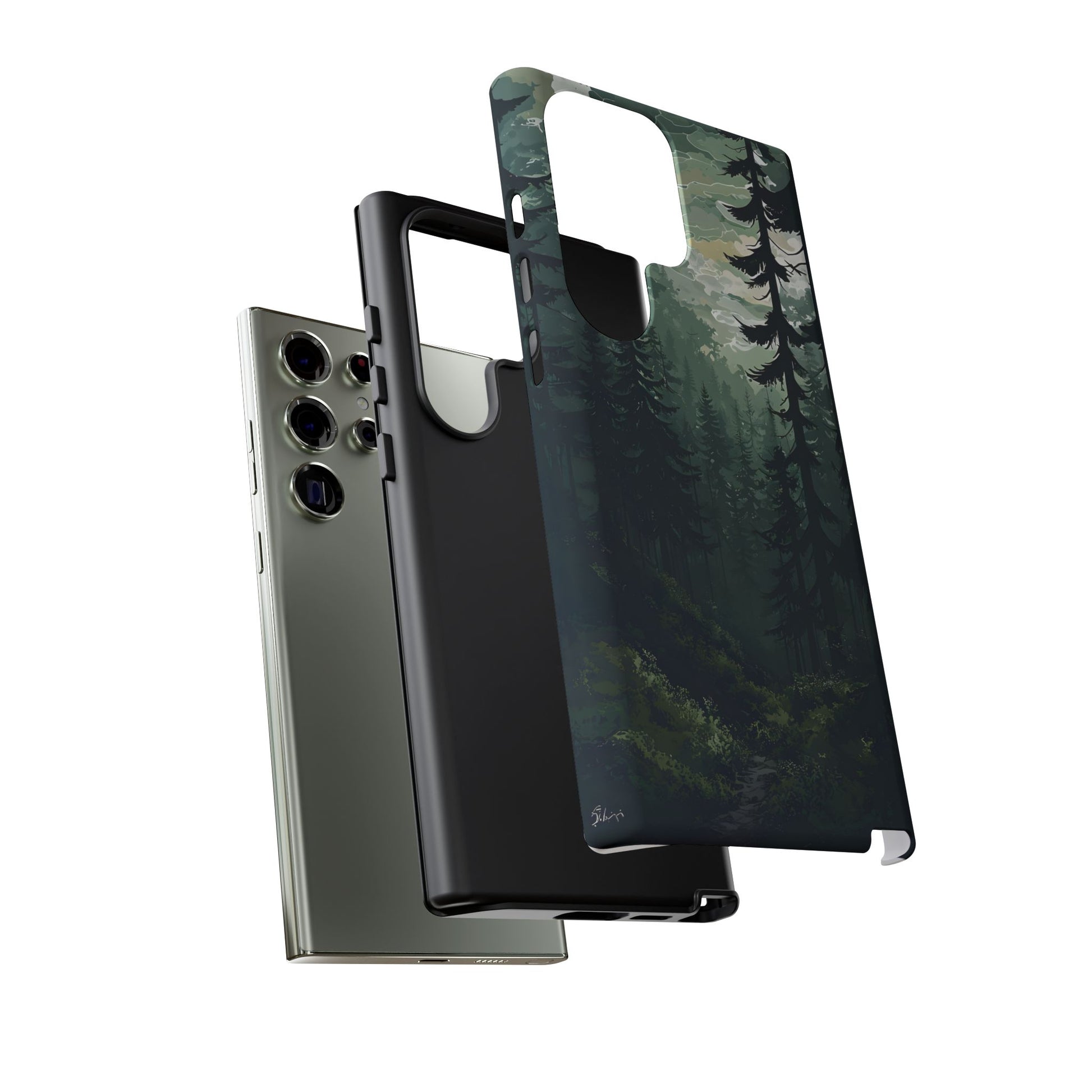 Phone Case, Serene Forest Landscape Digital Illustration Phone Case Cover, Tough Protective Cover, Unique Gift, Trendy