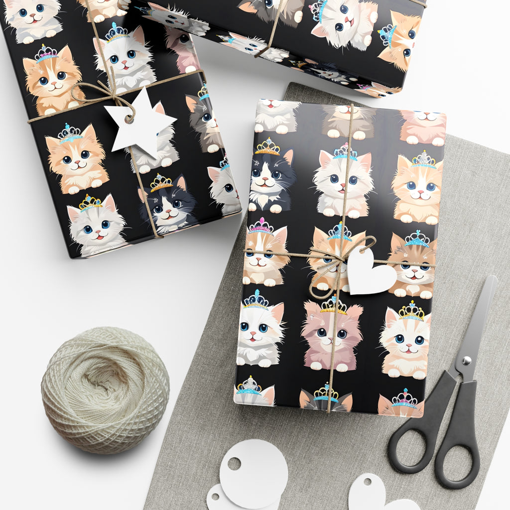 Gift Wrap Papers, Adorable Kittens wearing tiaras - Perfect for cat lovers, birthday gifts, holiday presents, crafting projects - Tissue