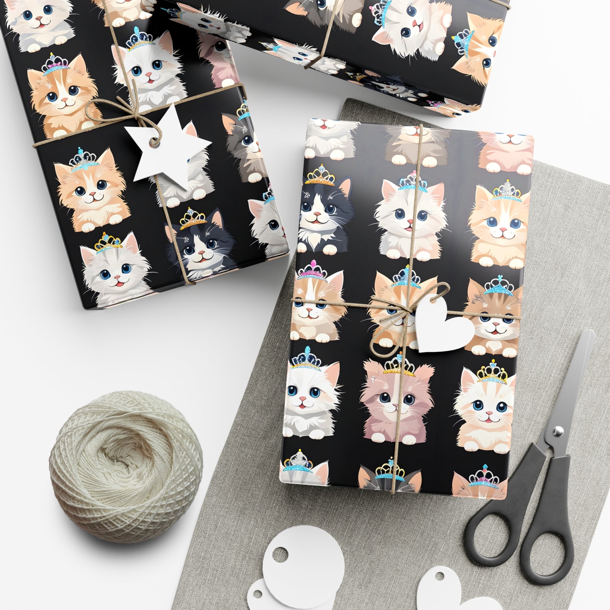 Gift Wrap Papers, Adorable Kittens wearing tiaras - Perfect for cat lovers, birthday gifts, holiday presents, crafting projects - Tissue