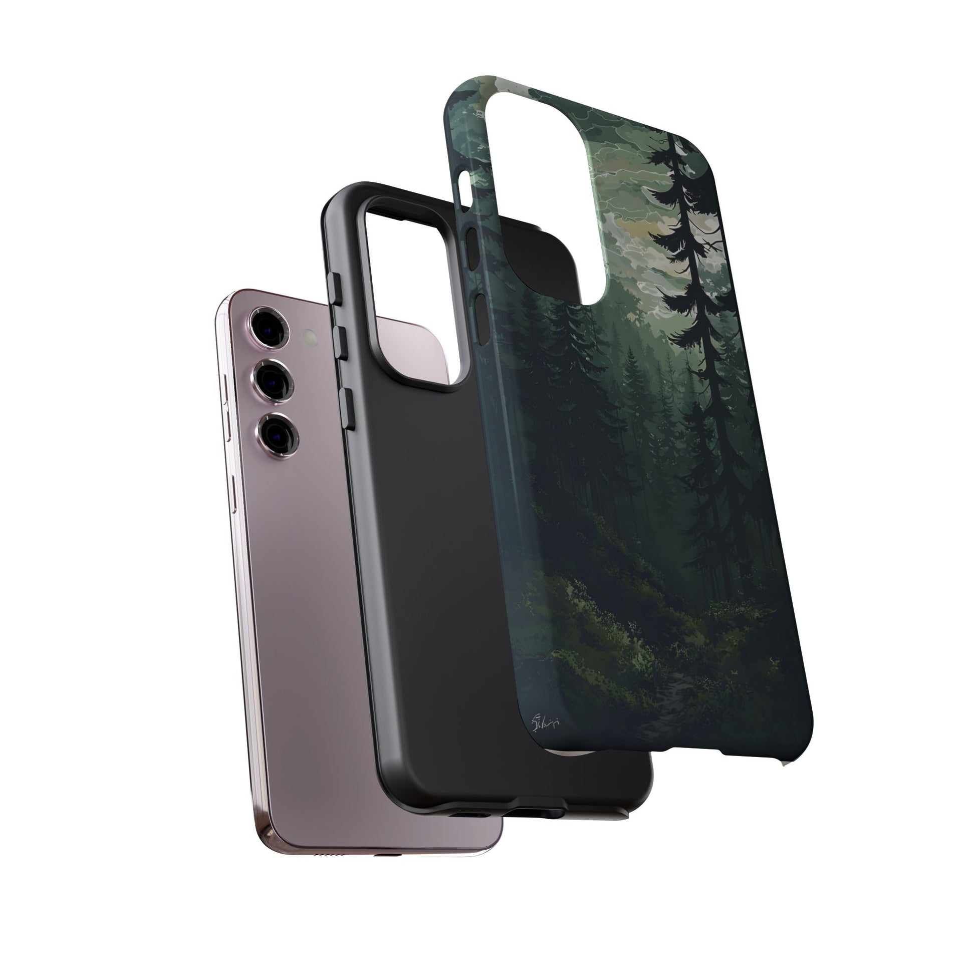 Phone Case, Serene Forest Landscape Digital Illustration Phone Case Cover, Tough Protective Cover, Unique Gift, Trendy