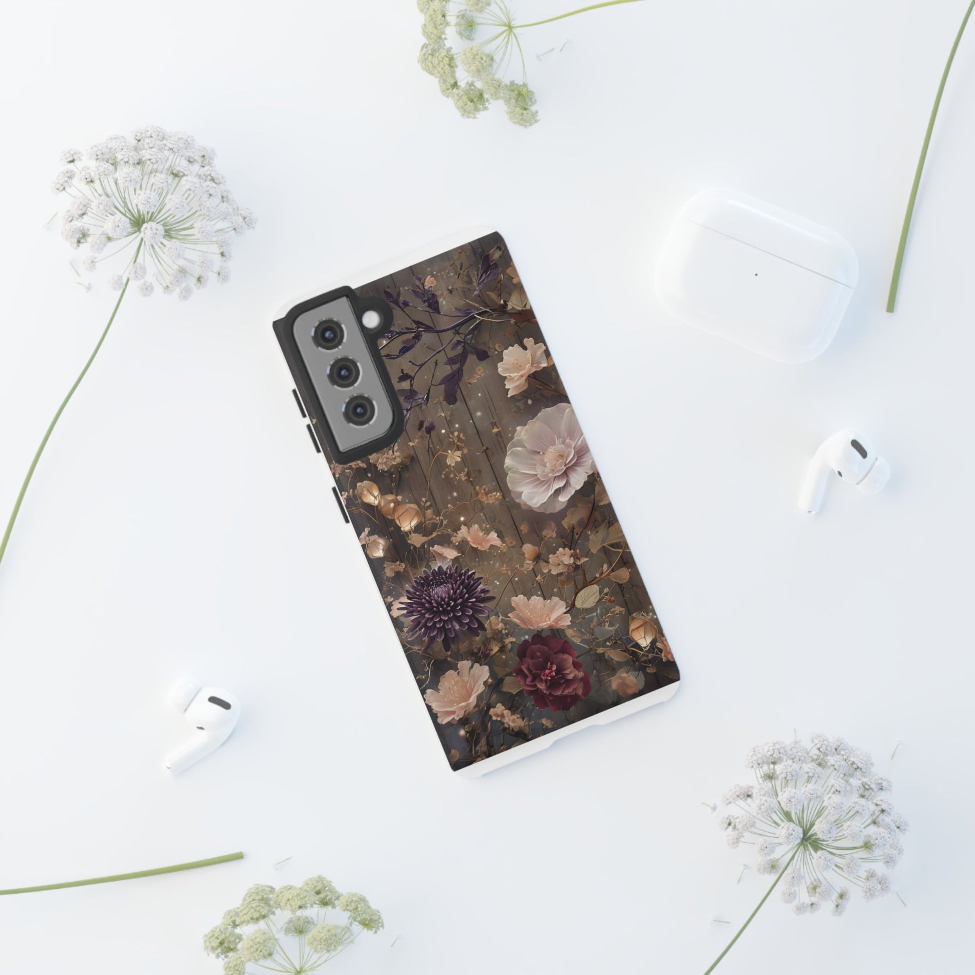 Tough Cases, Enchanting Floral Pattern - Floral Phone Case, Protective Phone Cover, Botanical Design, Flower Print, Tough Shell for Device