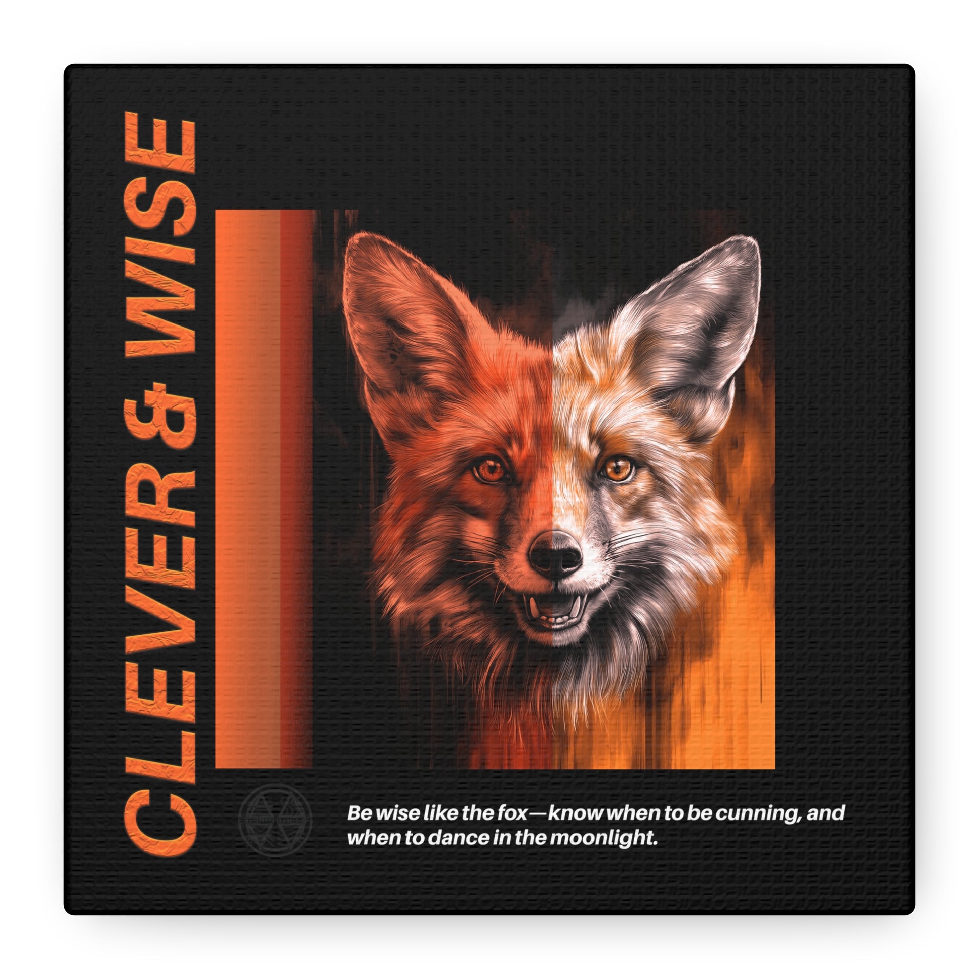 Fox Canvas Art, Inspirational & Wise Wall Decor, Nature Gift, Wildlife, Abstract Animal Artwork, Clever Motivational Matte Canvas