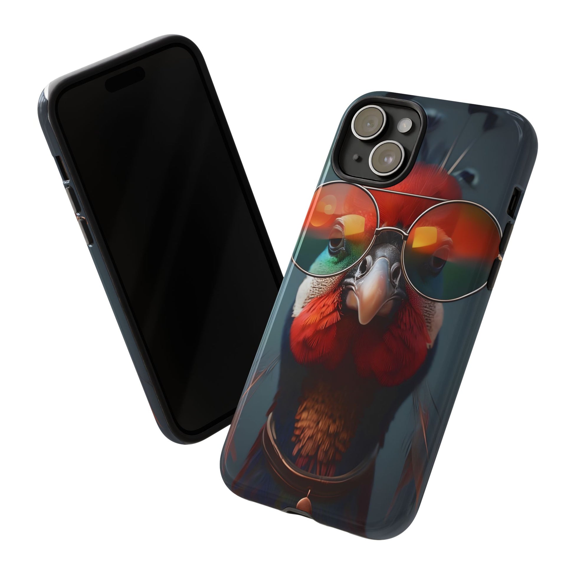 Phone Cases, Bright Exotic Bird in Cool Sunglasses, Protective Tough Cover, Tropical Animal Print, Unique Gift for Bird Lovers, Accessories