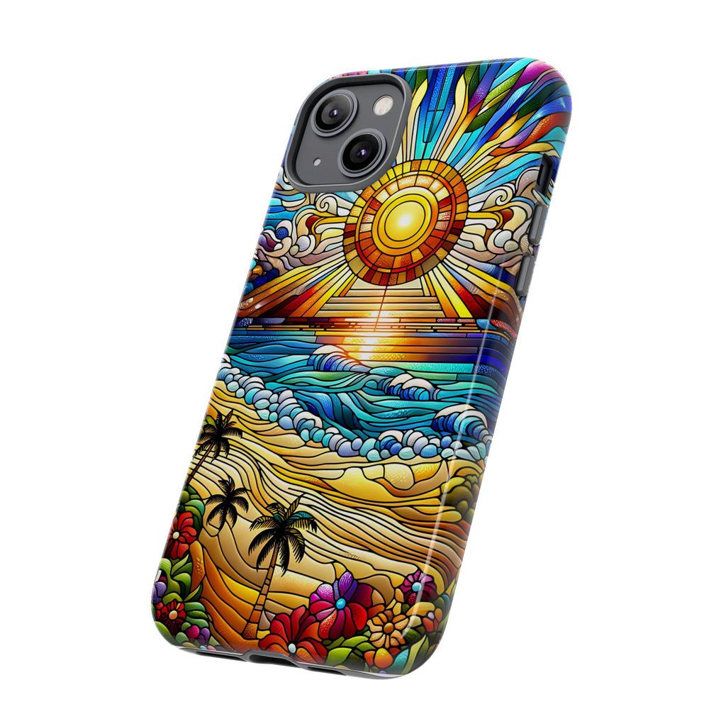 Stained Glass Tough Cases, Protective Phone Case, Nature Inspired Smartphone Cover, Beach Day Summer Accessories, Ocean Lover Gift
