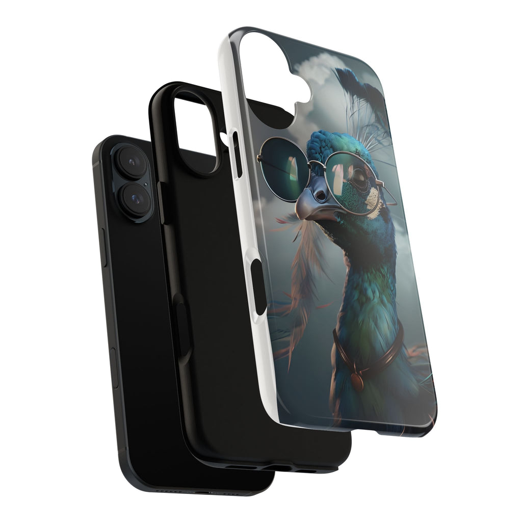 Phone Case, Peacock Design, Neon Lighting, Unique Gift, Hard Shell Cover, Protective Sleeve