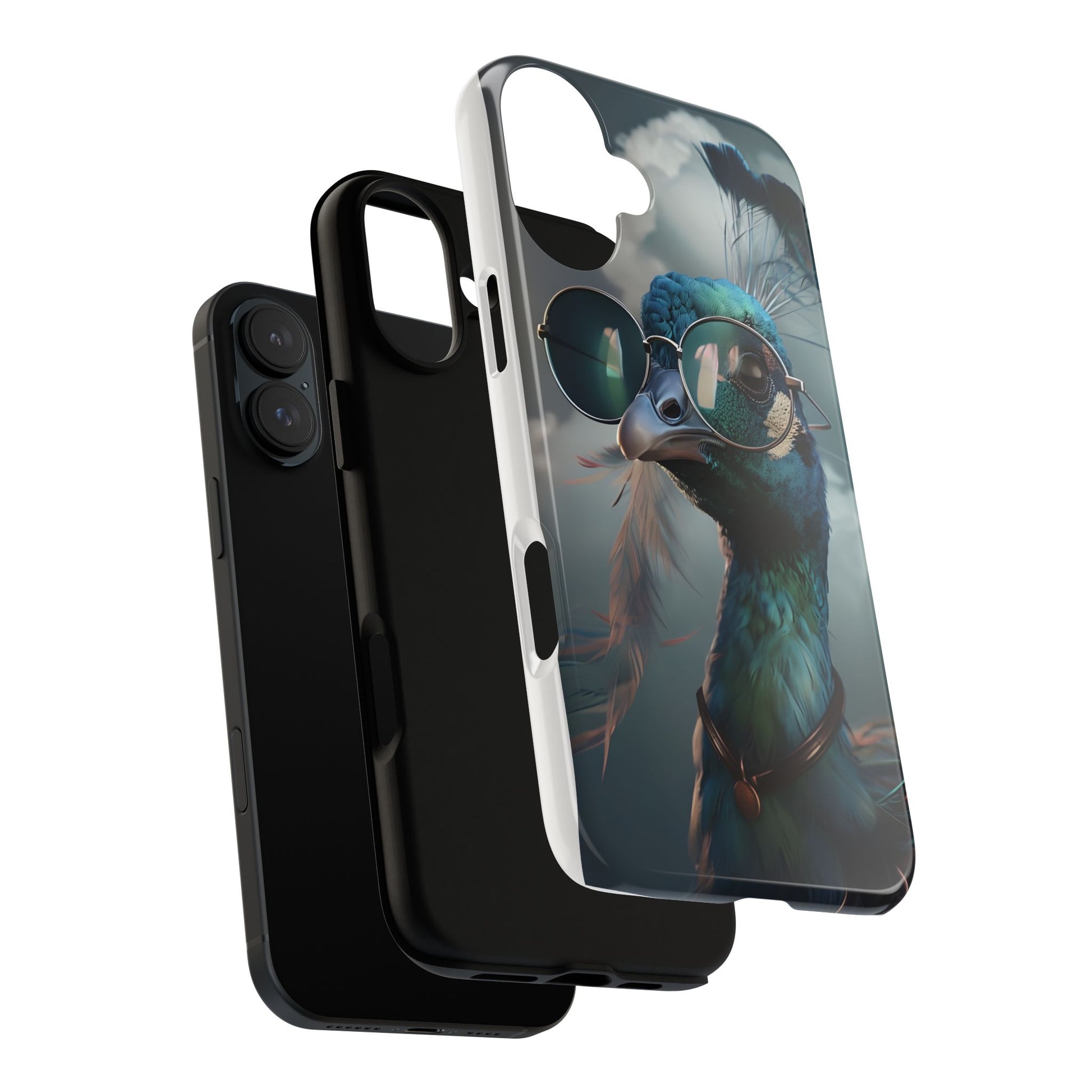 Phone Case, Peacock Design, Neon Lighting, Unique Gift, Hard Shell Cover, Protective Sleeve
