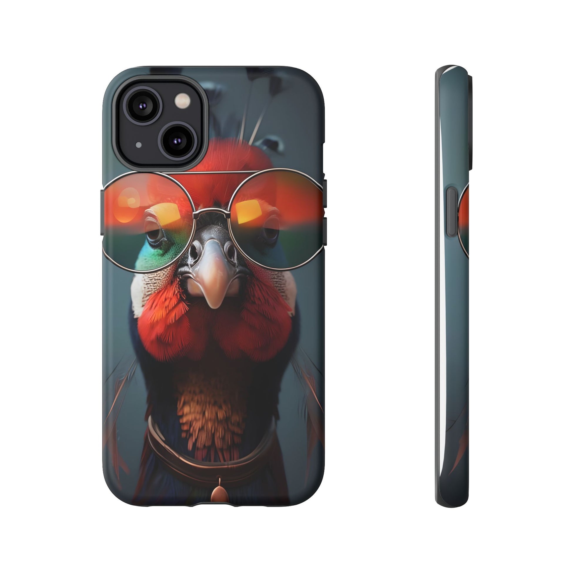 Phone Cases, Bright Exotic Bird in Cool Sunglasses, Protective Tough Cover, Tropical Animal Print, Unique Gift for Bird Lovers, Accessories