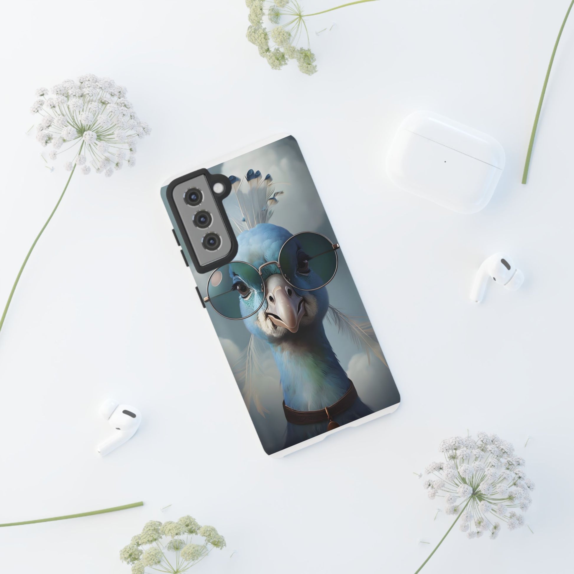 Phone Case, Glamorous Peacock Wearing Sunglasses - Protective Cover, Unique Gift, Trendy Accessories, Animal Lover, Fashionable Mobile Shell