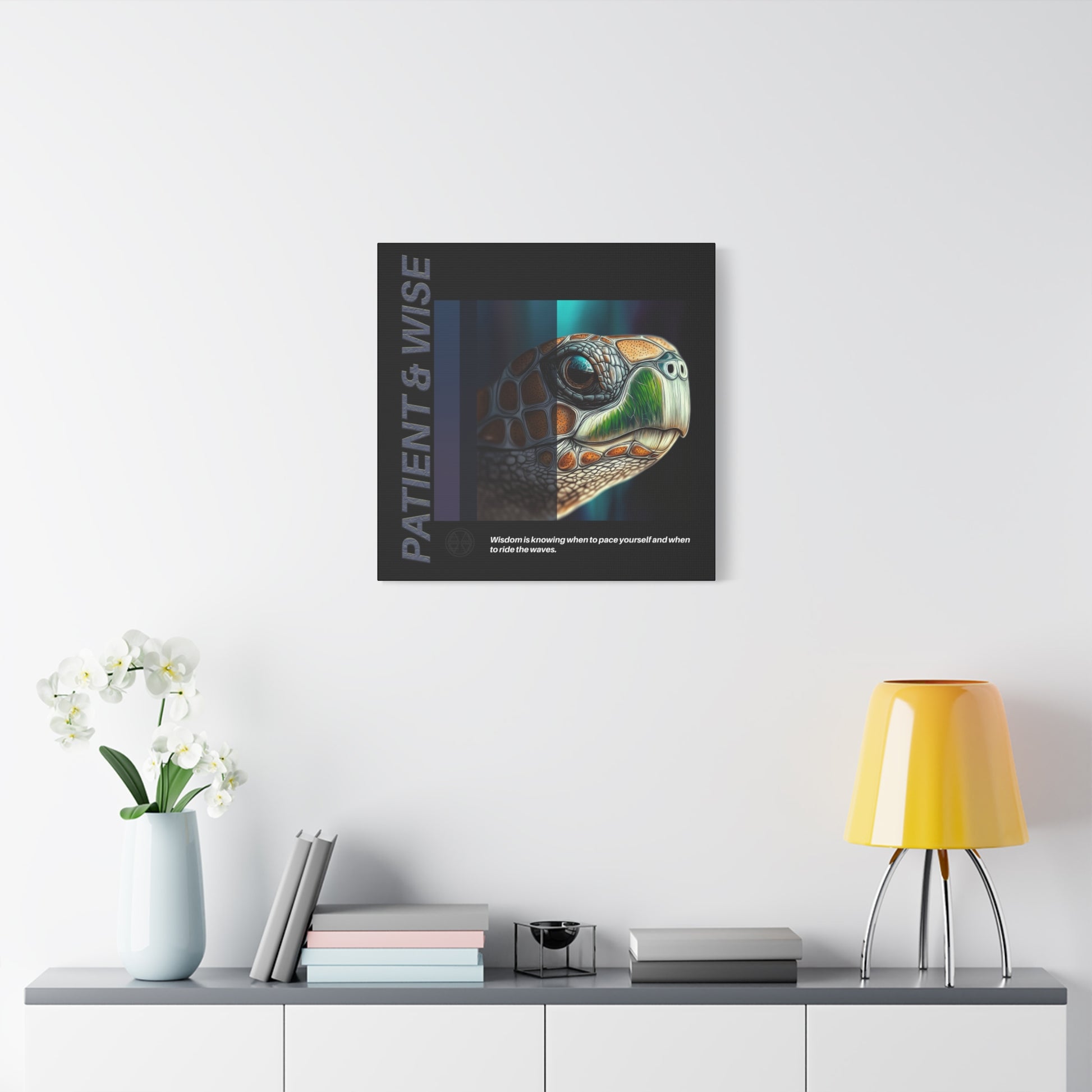 Canvas Art, Inspirational Turtle Wall Decor, Motivational Home Decor, Nature Gift, Abstract Animal Artwork, Wildlife, Patient & Wise