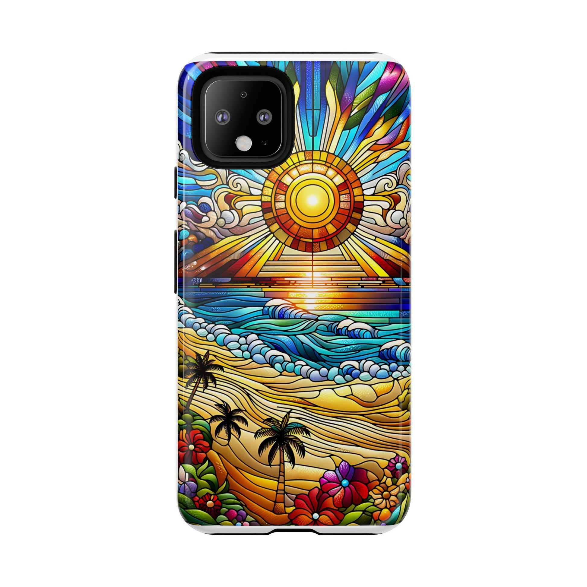 Stained Glass Tough Cases, Protective Phone Case, Nature Inspired Smartphone Cover, Beach Day Summer Accessories, Ocean Lover Gift