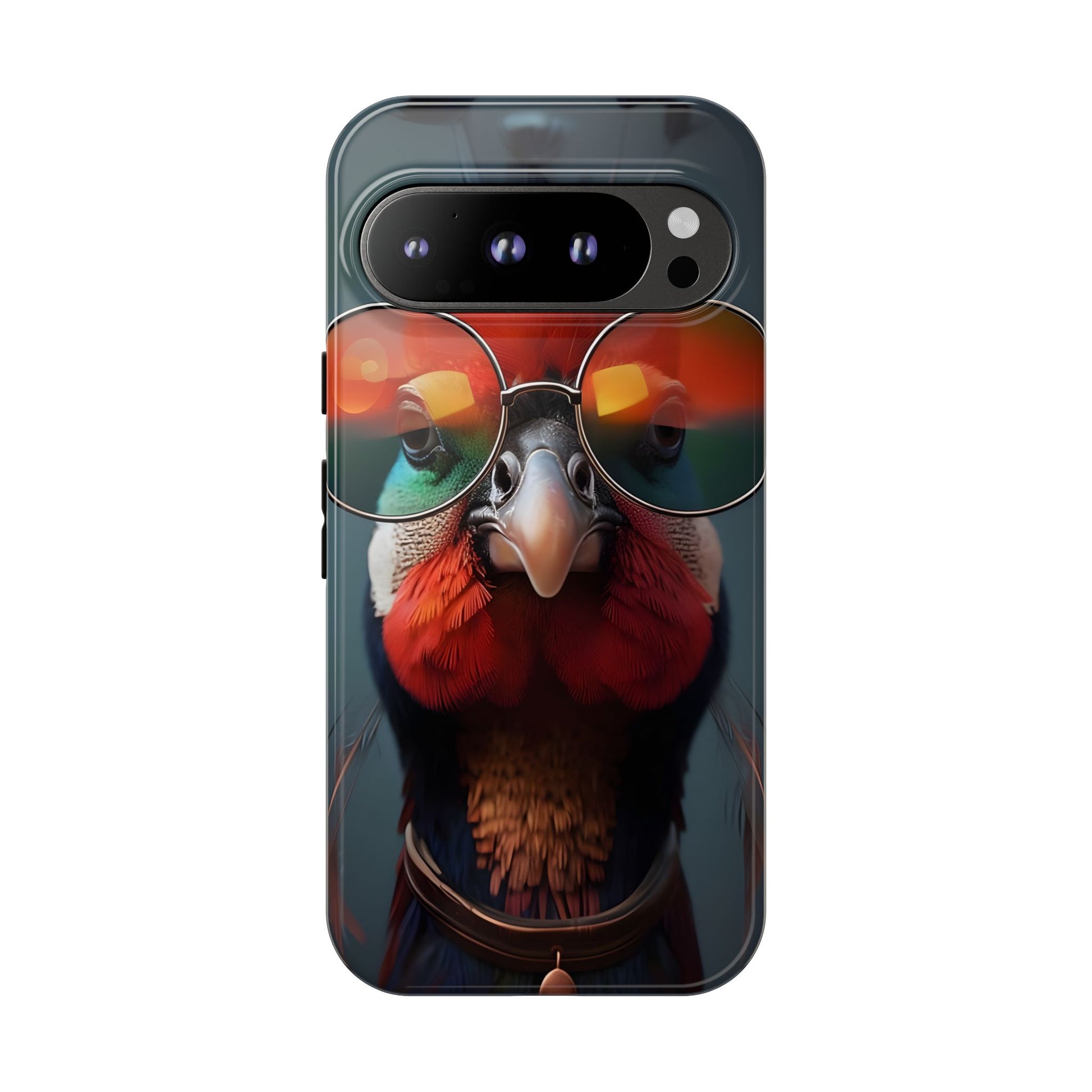Phone Cases, Bright Exotic Bird in Cool Sunglasses, Protective Tough Cover, Tropical Animal Print, Unique Gift for Bird Lovers, Accessories