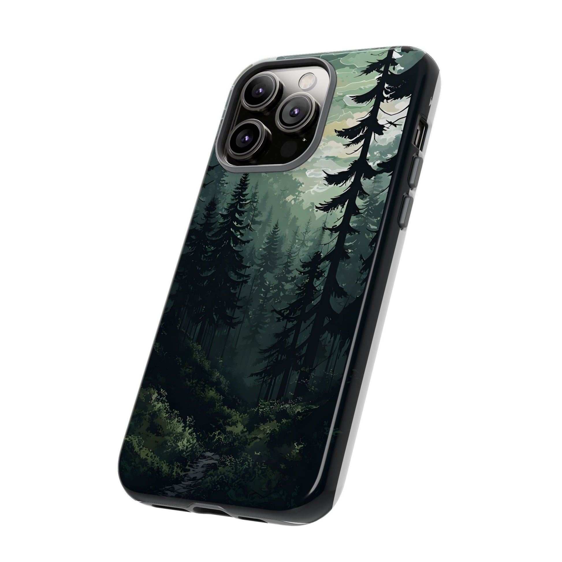 Phone Case, Serene Forest Landscape Digital Illustration Phone Case Cover, Tough Protective Cover, Unique Gift, Trendy