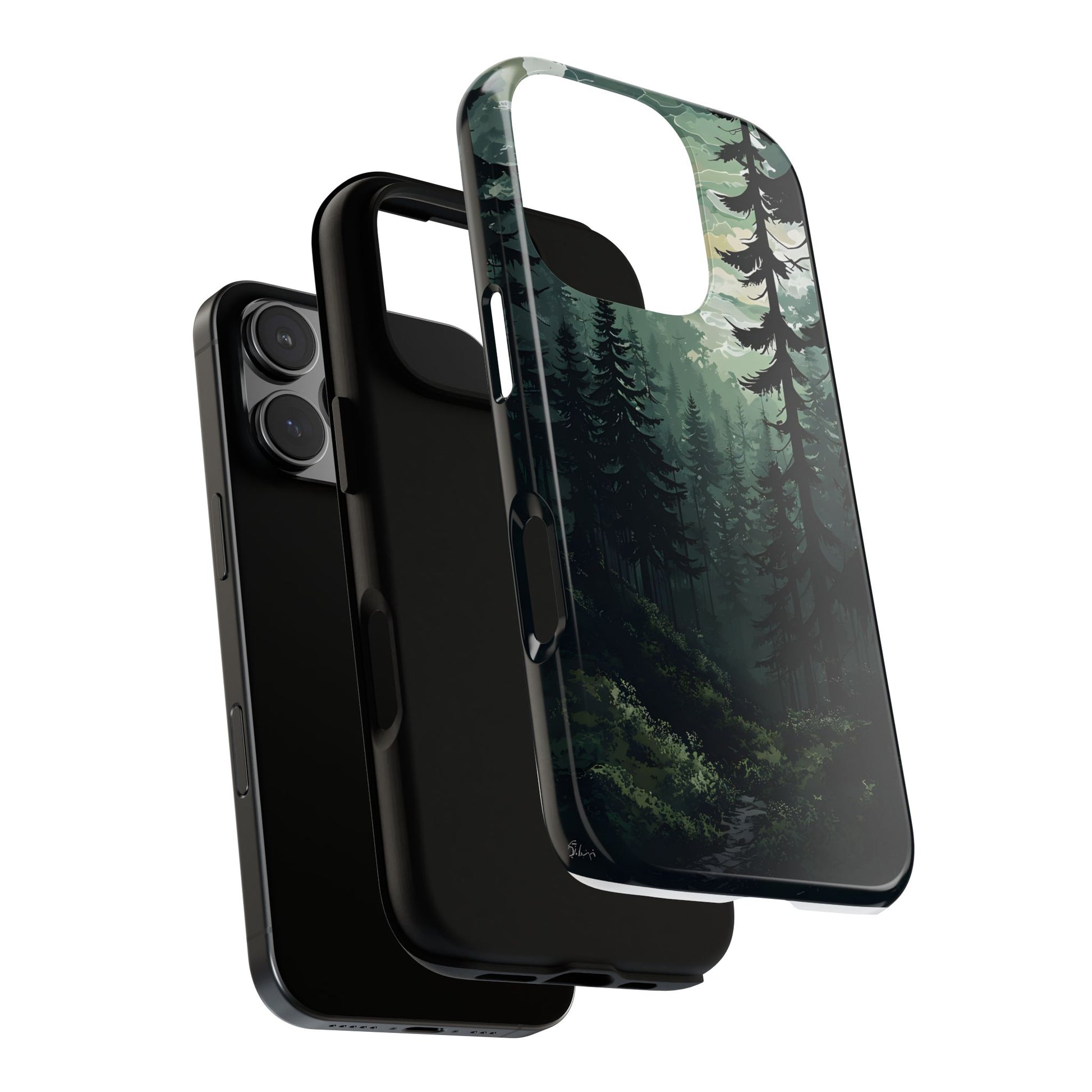 Phone Case, Serene Forest Landscape Digital Illustration Phone Case Cover, Tough Protective Cover, Unique Gift, Trendy