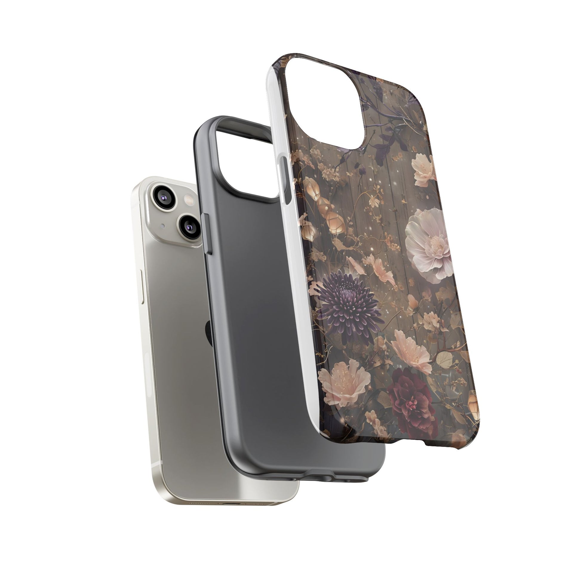 Tough Cases, Enchanting Floral Pattern - Floral Phone Case, Protective Phone Cover, Botanical Design, Flower Print, Tough Shell for Device