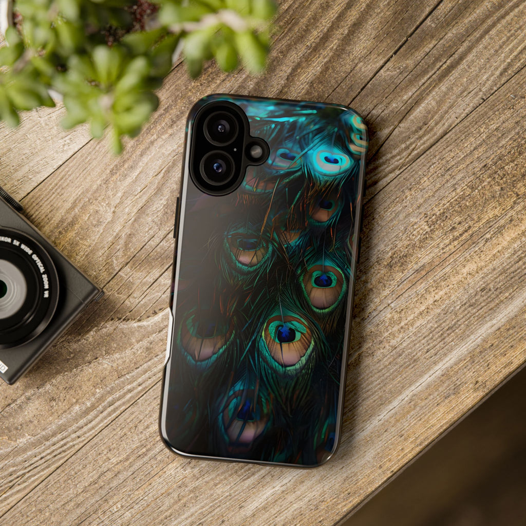 Phone Case, Close Up Peacock Feathers Design, Protective Cover, Unique Gift, Stylish Accessory, Nature Lover Gift, Feather Print Case