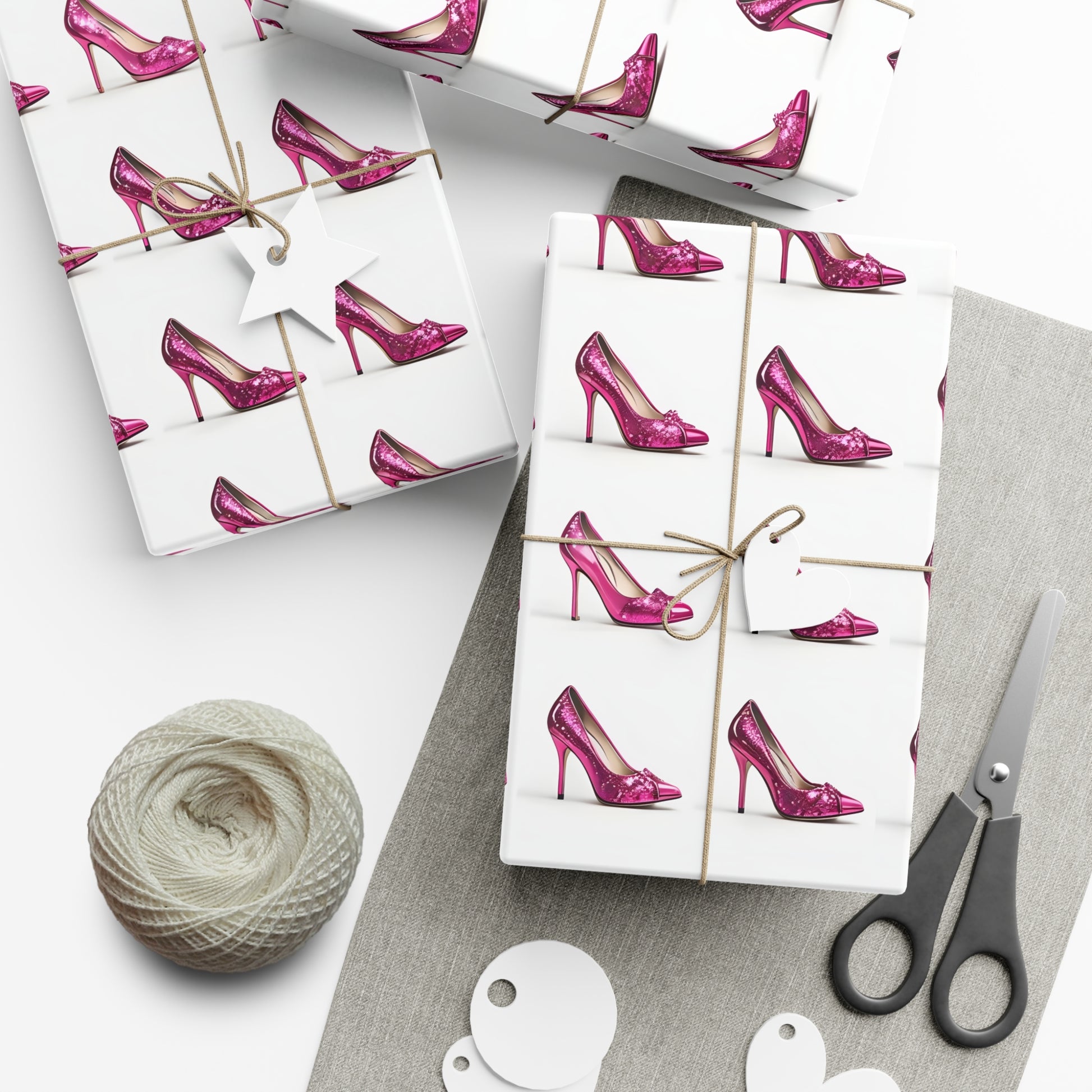 Wrapping Paper, Hot Pink High Heels On White Background - Gift Wrap Rolls, Eco-Friendly Gift Wrap, Holiday
