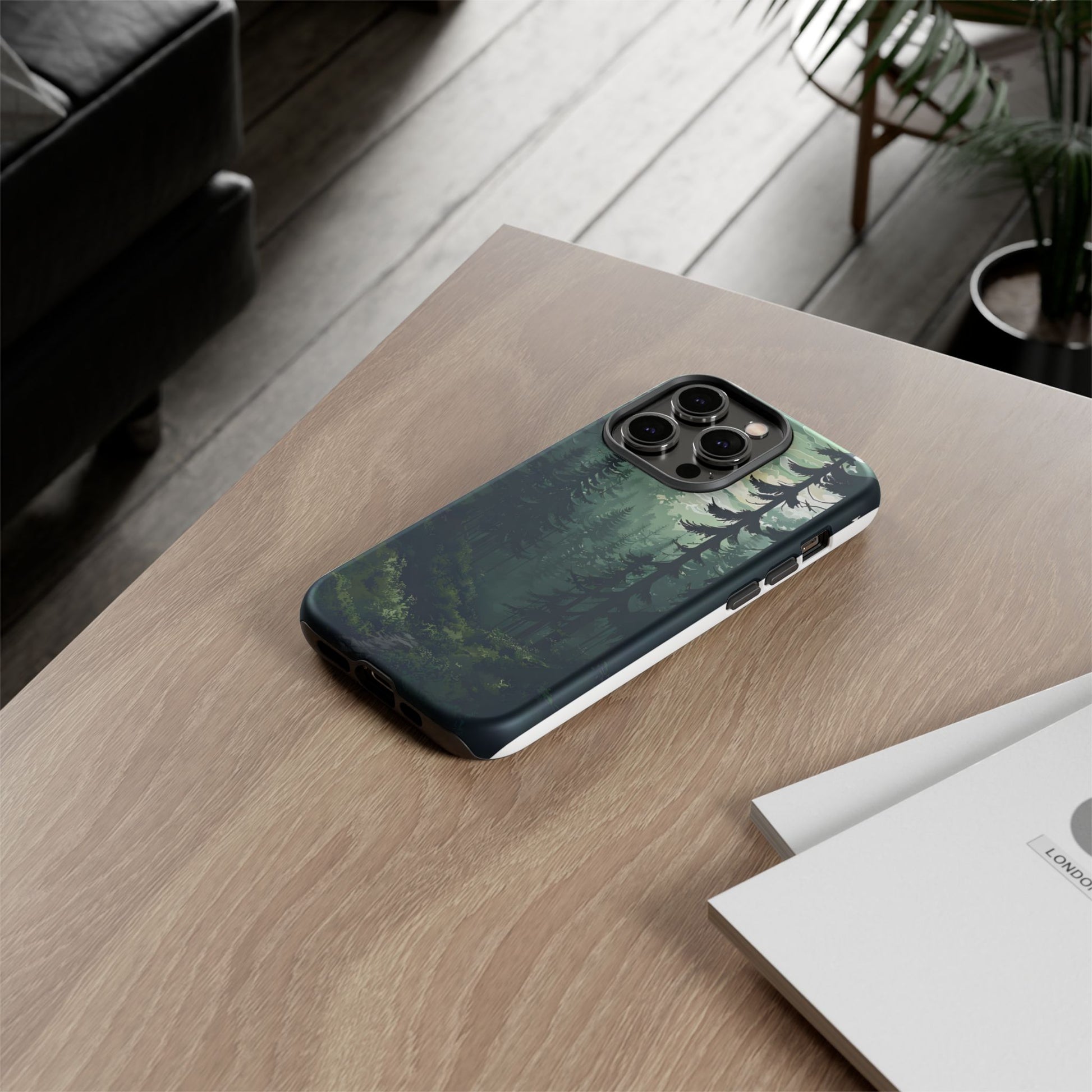 Phone Case, Serene Forest Landscape Digital Illustration Phone Case Cover, Tough Protective Cover, Unique Gift, Trendy