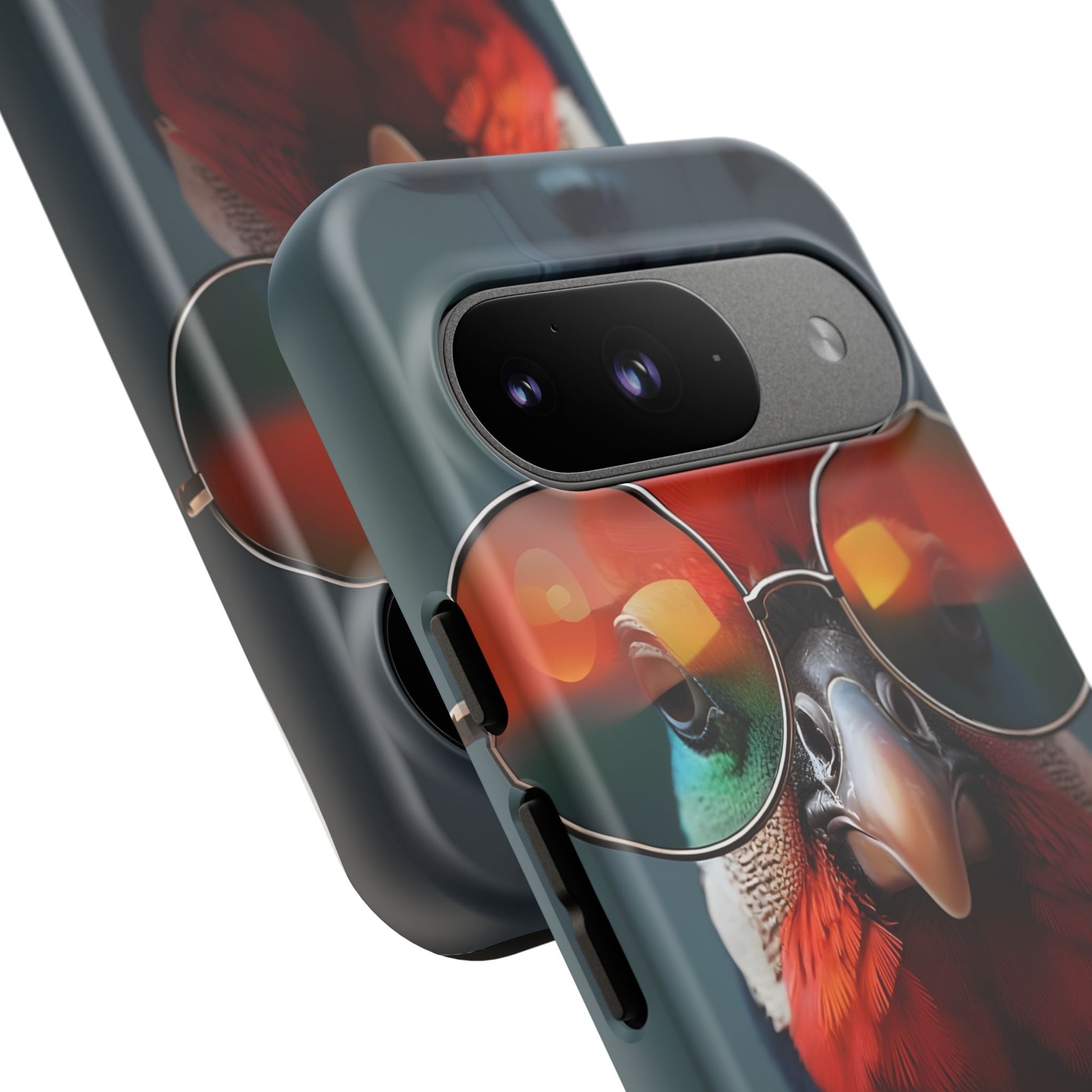 Phone Cases, Bright Exotic Bird in Cool Sunglasses, Protective Tough Cover, Tropical Animal Print, Unique Gift for Bird Lovers, Accessories