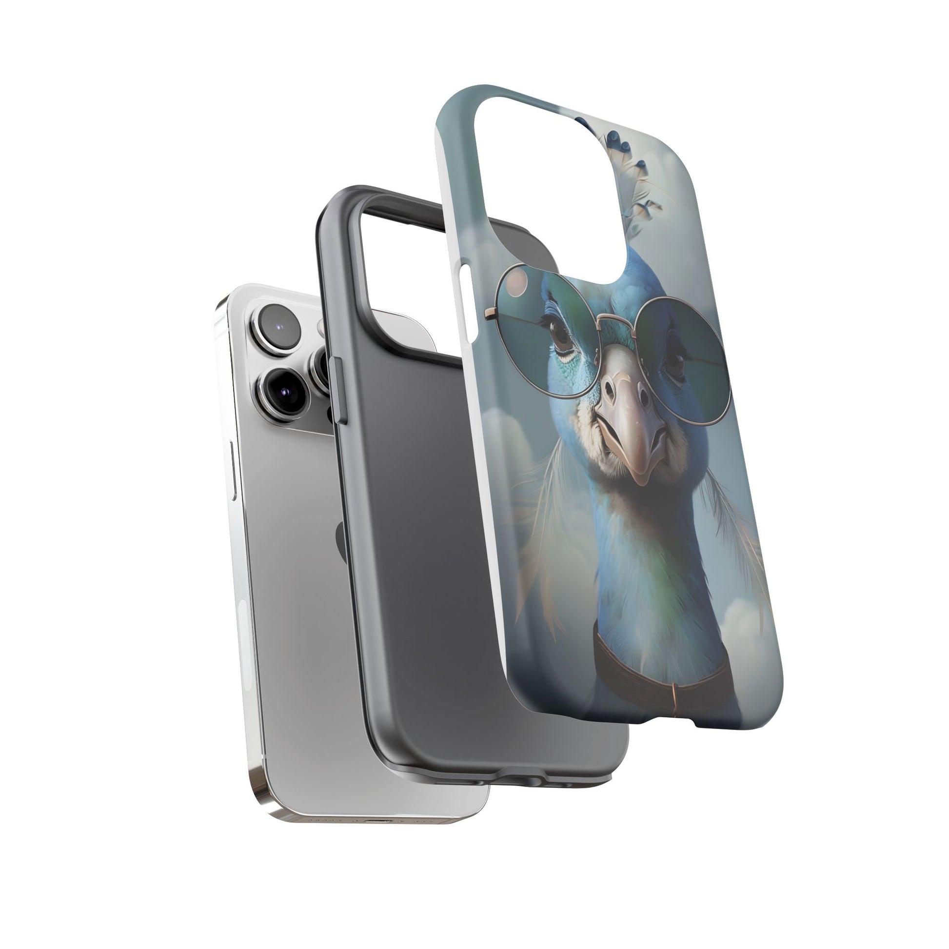 Phone Case, Glamorous Peacock Wearing Sunglasses - Protective Cover, Unique Gift, Trendy Accessories, Animal Lover, Fashionable Mobile Shell