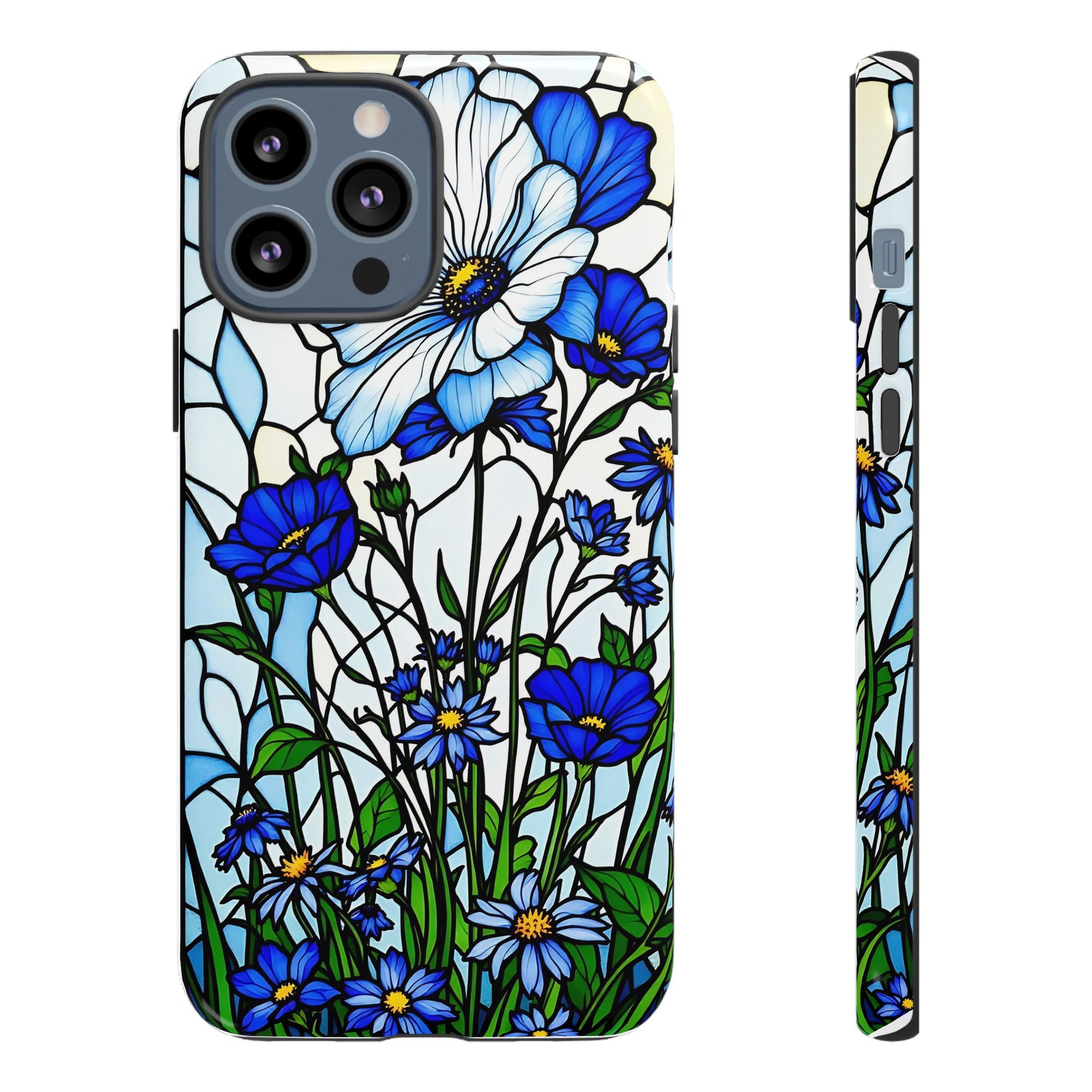 Botanical Stained Glass Tough Case - Floral Phone Cover, Protective Phone Case, Flower Pattern Phone Shell, Nature Inspired Smartphone Case,