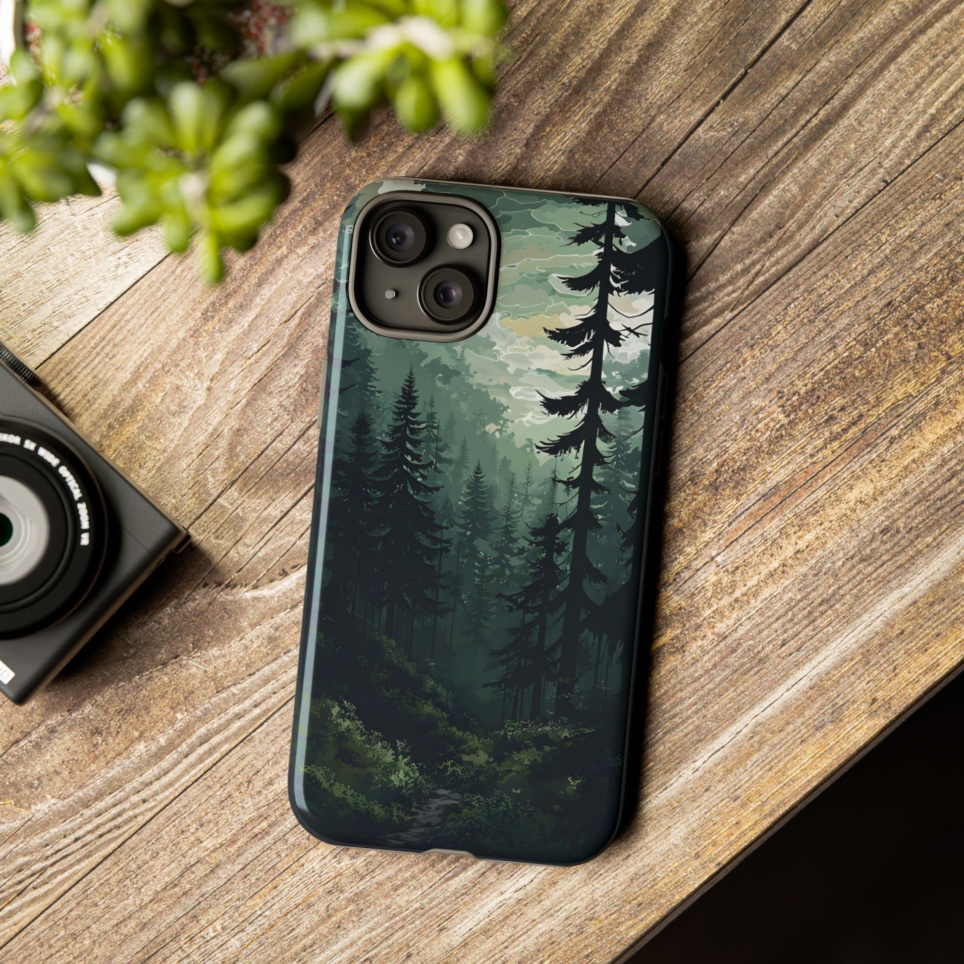 Phone Case, Serene Forest Landscape Digital Illustration Phone Case Cover, Tough Protective Cover, Unique Gift, Trendy