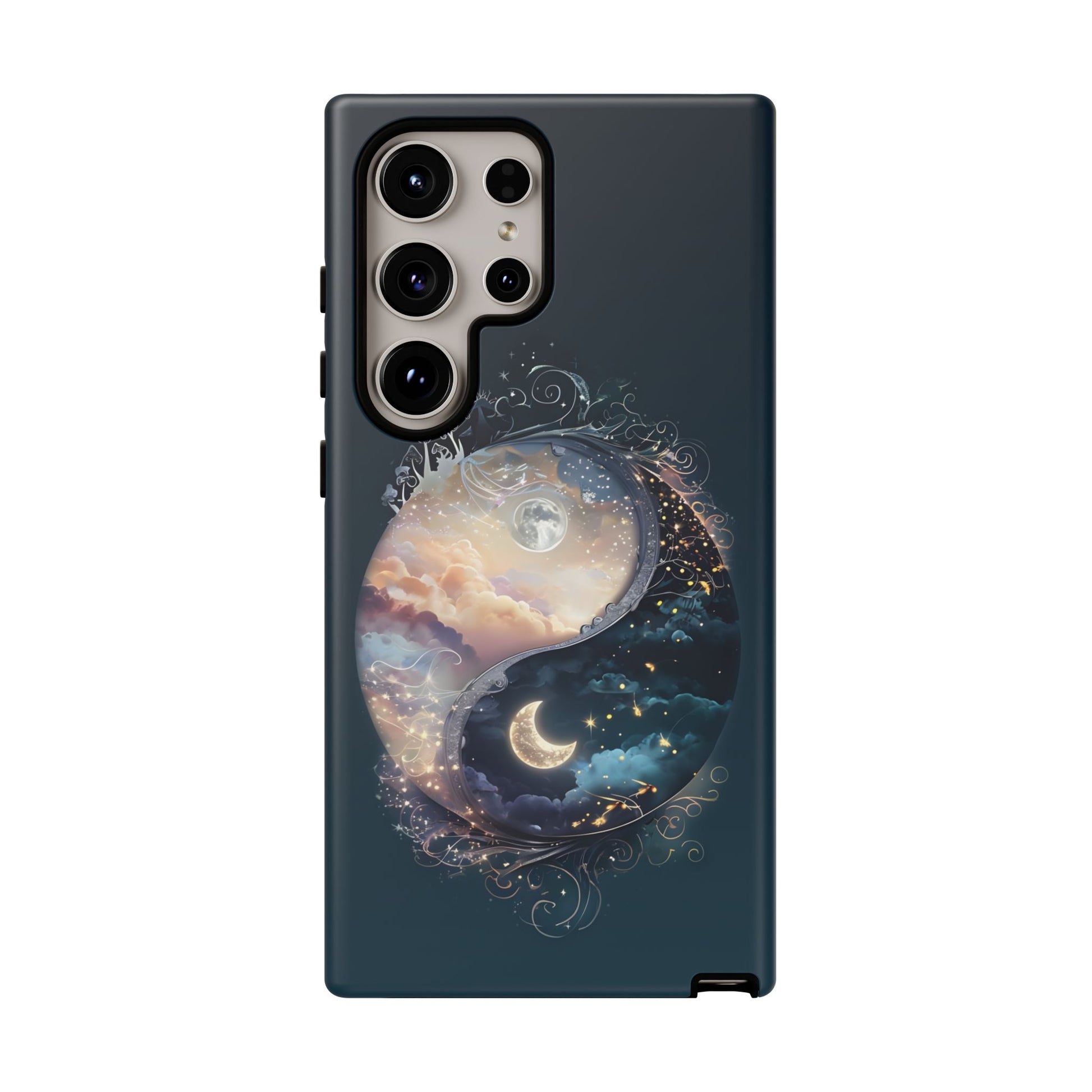 Phone Case, Yin-Yang Symbol Design, Whimsical Day Night Fantasy Print, Protective Cover, Tough Skin, Phone Accessories, Phone Protection