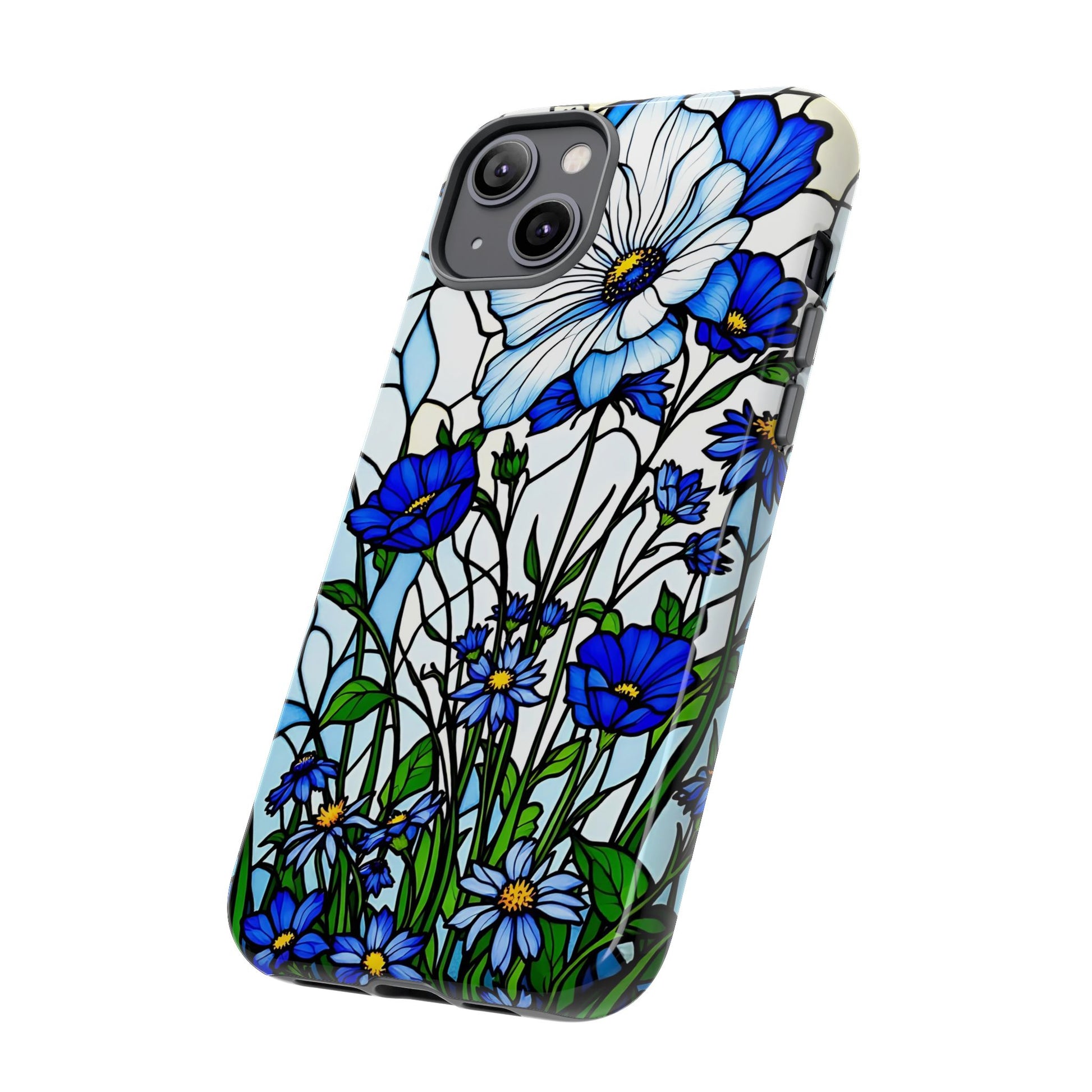 Botanical Stained Glass Tough Case - Floral Phone Cover, Protective Phone Case, Flower Pattern Phone Shell, Nature Inspired Smartphone Case,
