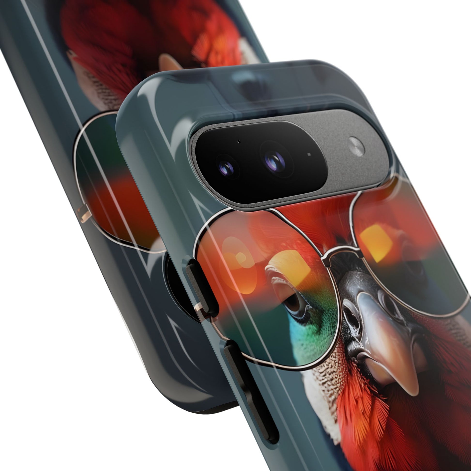 Phone Cases, Bright Exotic Bird in Cool Sunglasses, Protective Tough Cover, Tropical Animal Print, Unique Gift for Bird Lovers, Accessories