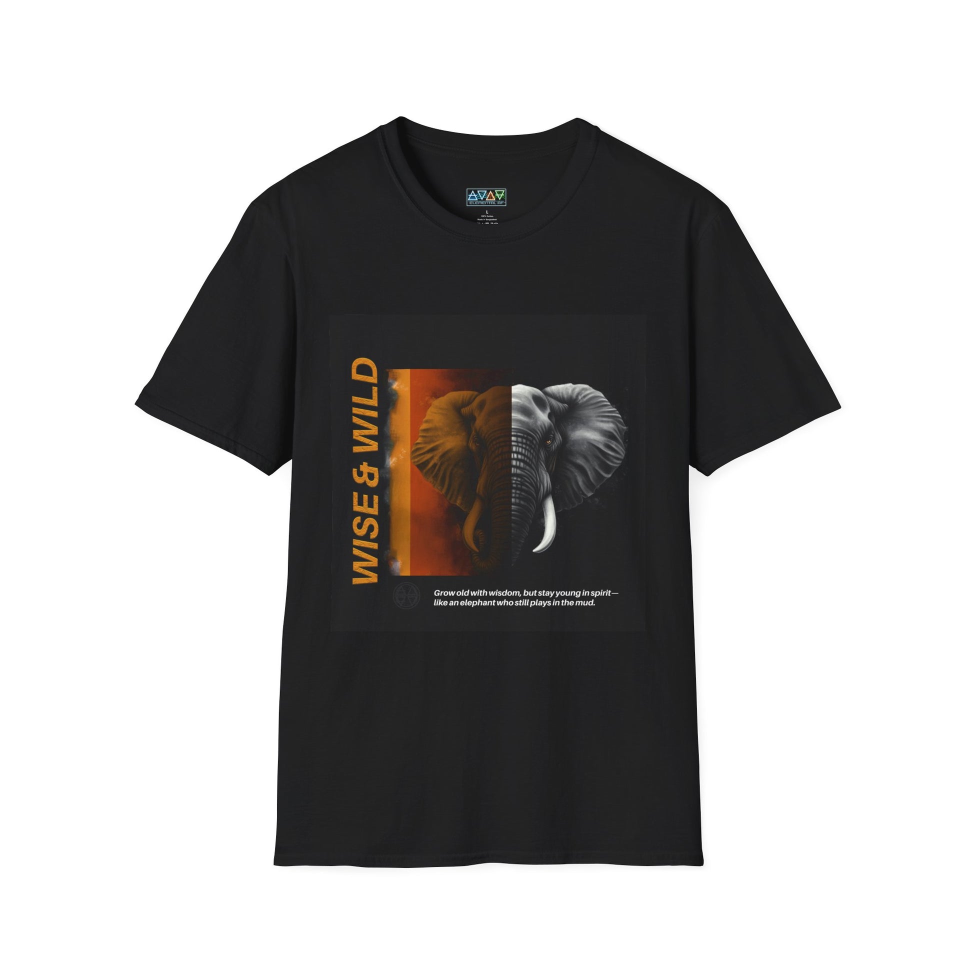 Wise & Wild Elephant T-Shirt, Unisex Softstyle Tee, Nature Lover Gift, Animal Lover Apparel, Wildlife Conservation Shirt