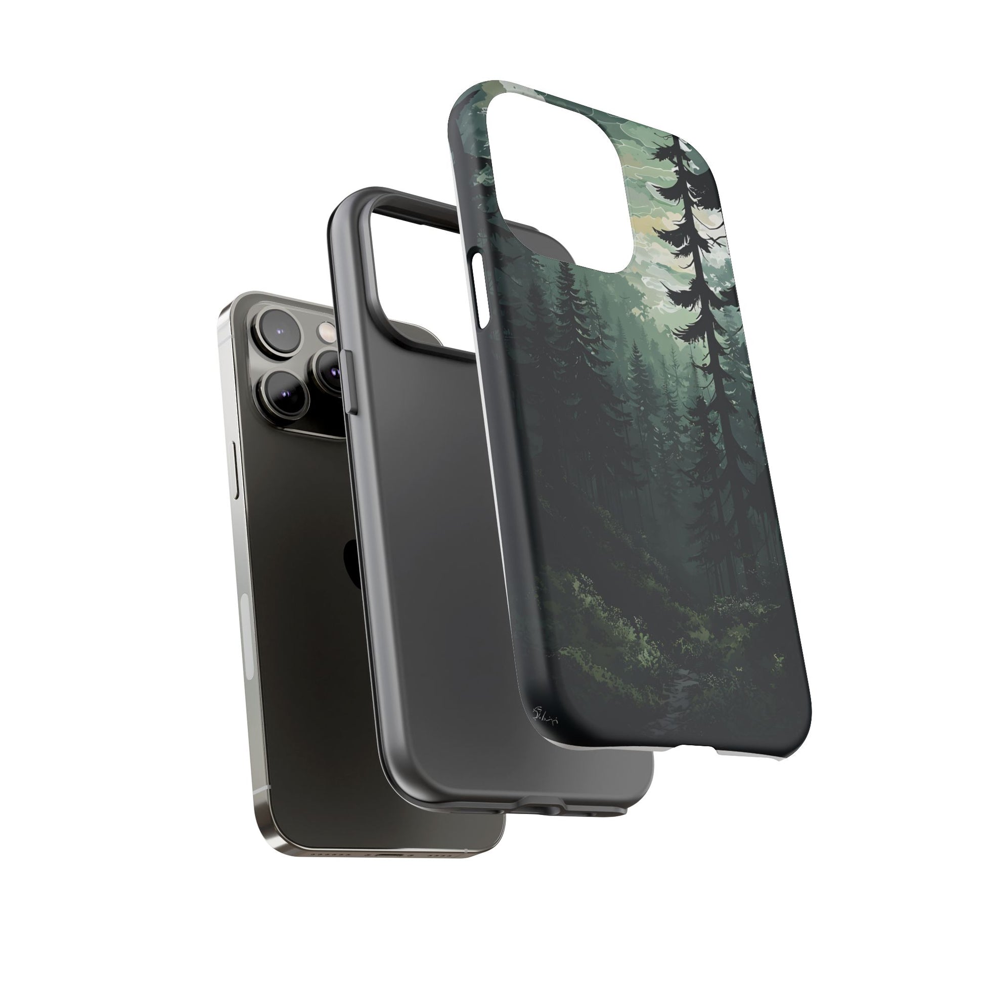 Phone Case, Serene Forest Landscape Digital Illustration Phone Case Cover, Tough Protective Cover, Unique Gift, Trendy