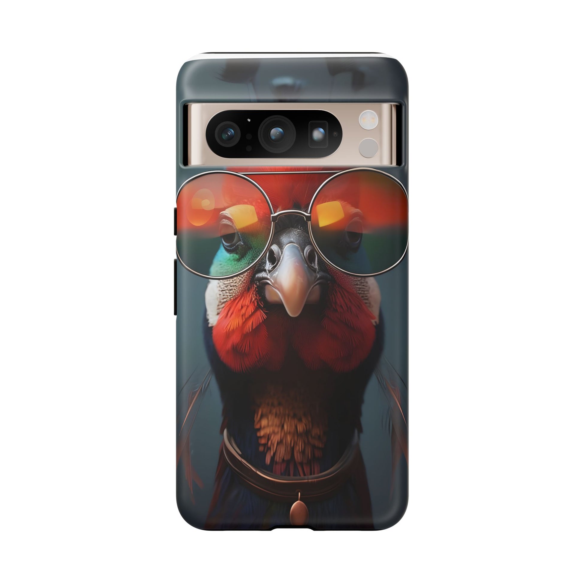 Phone Cases, Bright Exotic Bird in Cool Sunglasses, Protective Tough Cover, Tropical Animal Print, Unique Gift for Bird Lovers, Accessories