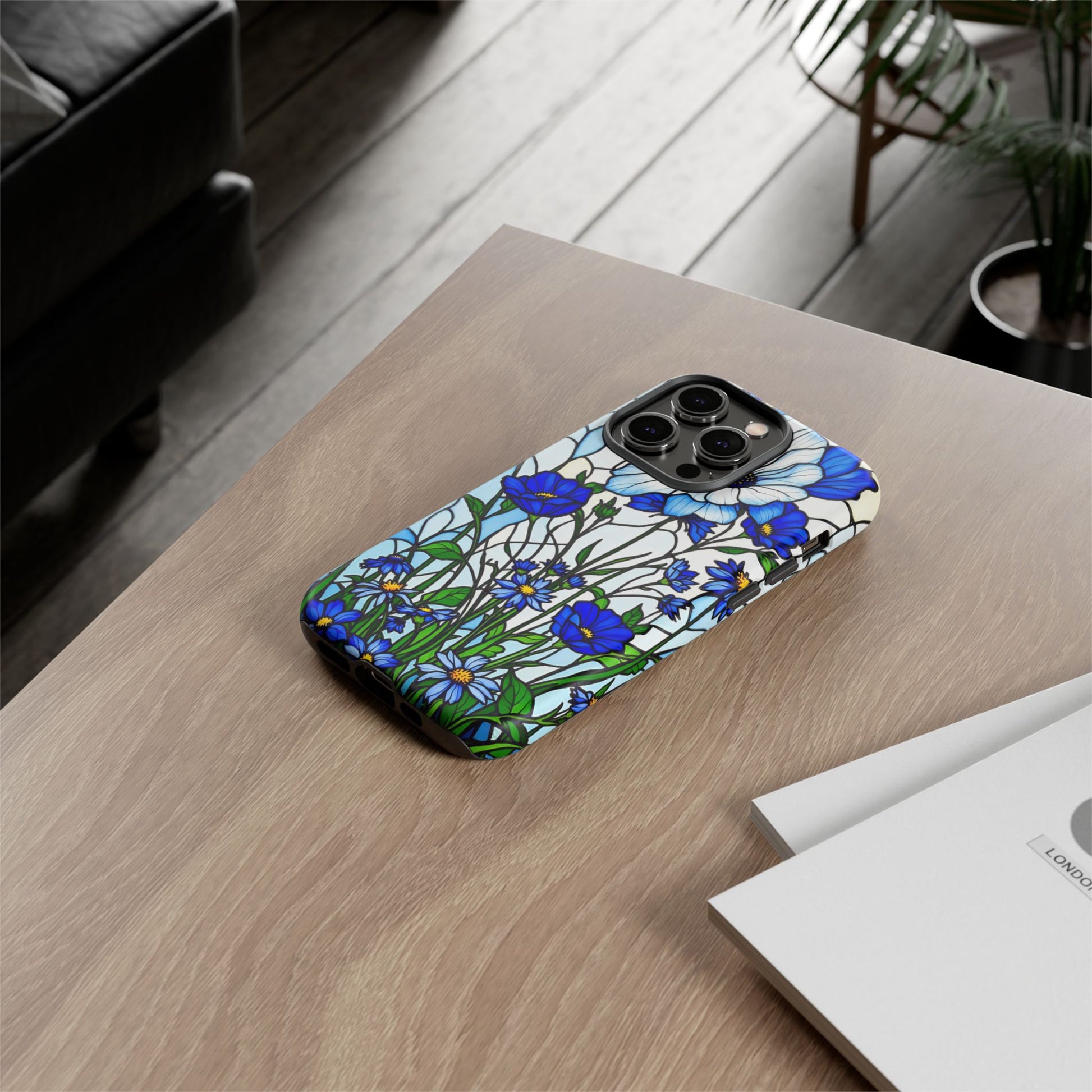 Botanical Stained Glass Tough Case - Floral Phone Cover, Protective Phone Case, Flower Pattern Phone Shell, Nature Inspired Smartphone Case,