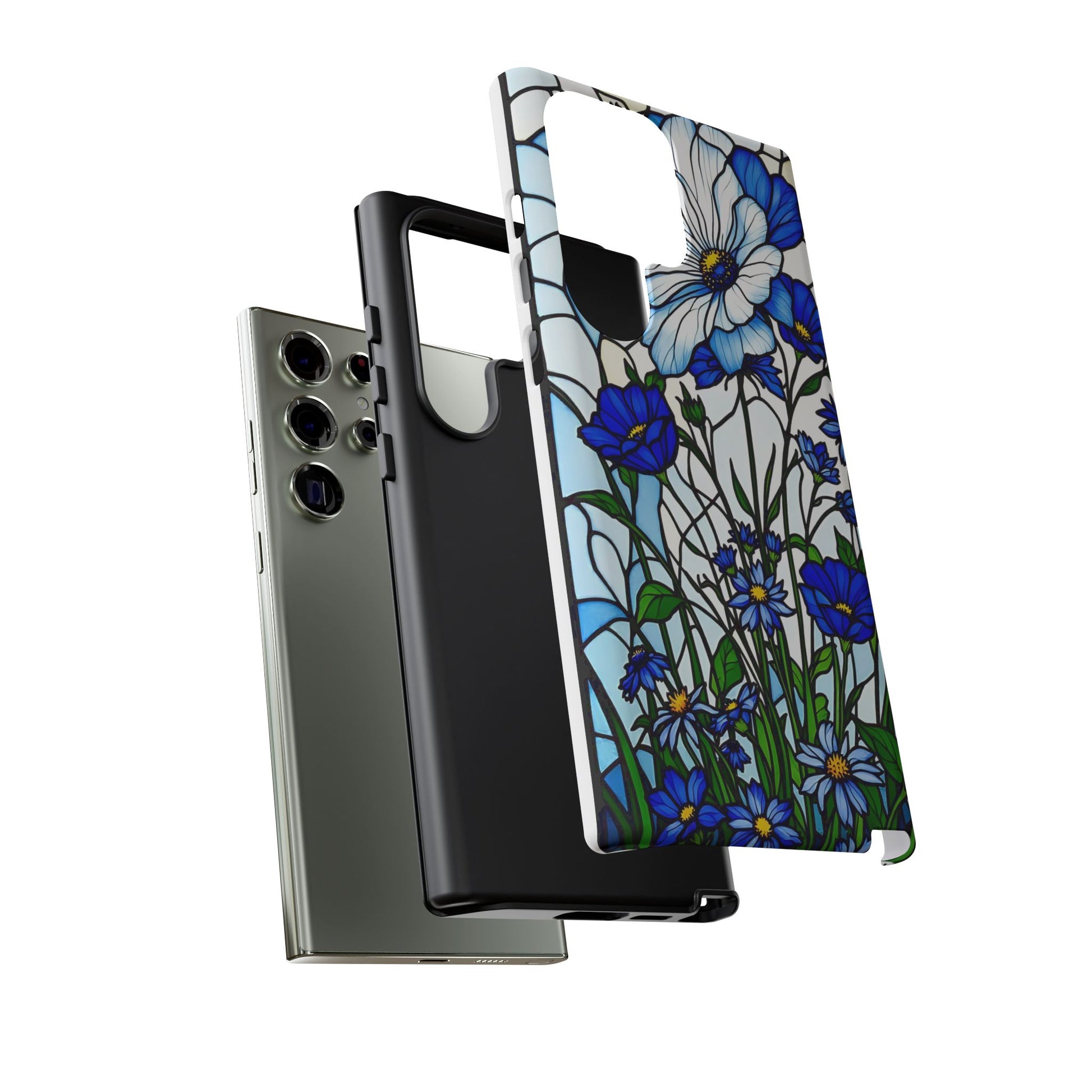 Botanical Stained Glass Tough Case - Floral Phone Cover, Protective Phone Case, Flower Pattern Phone Shell, Nature Inspired Smartphone Case,