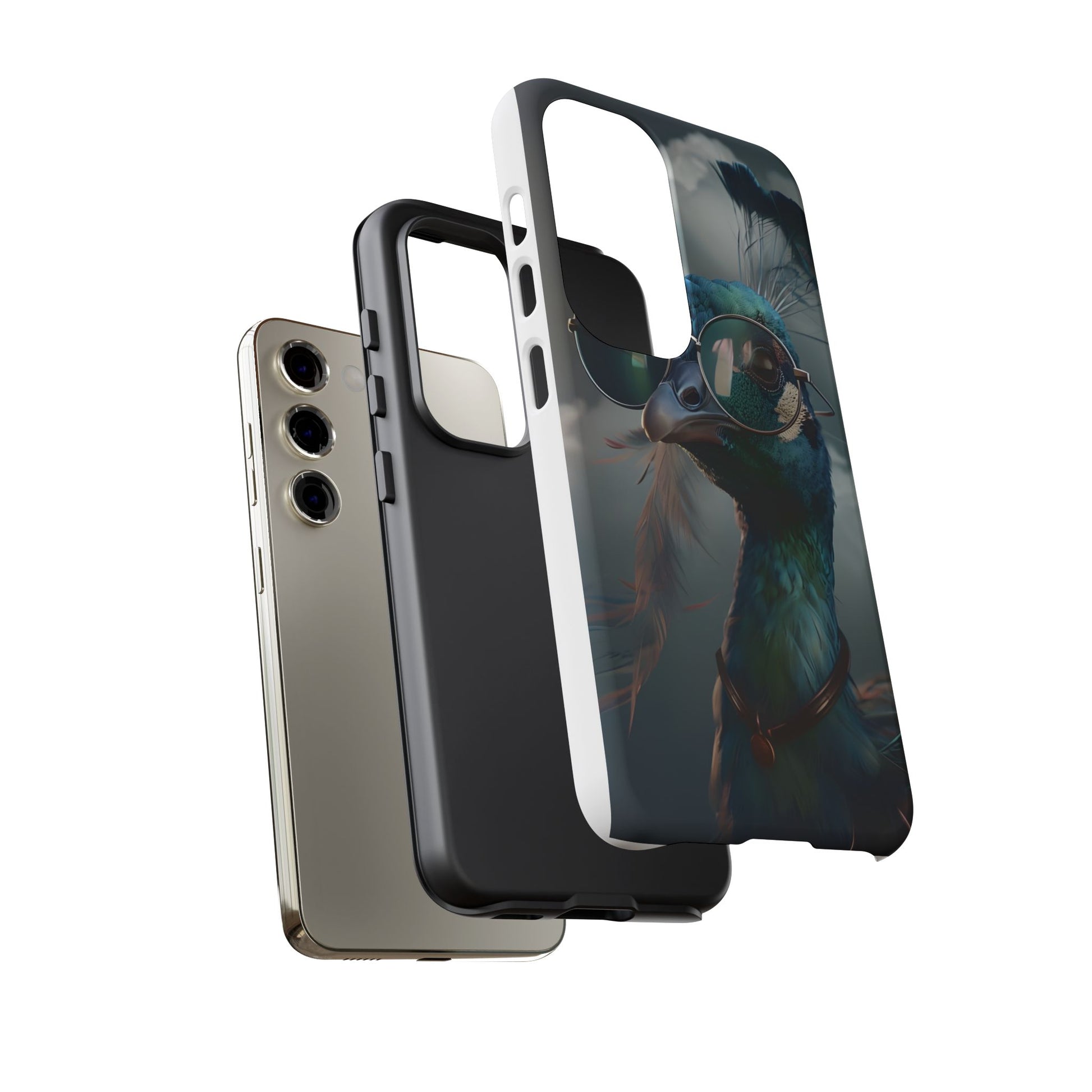 Phone Case, Peacock Design, Neon Lighting, Unique Gift, Hard Shell Cover, Protective Sleeve