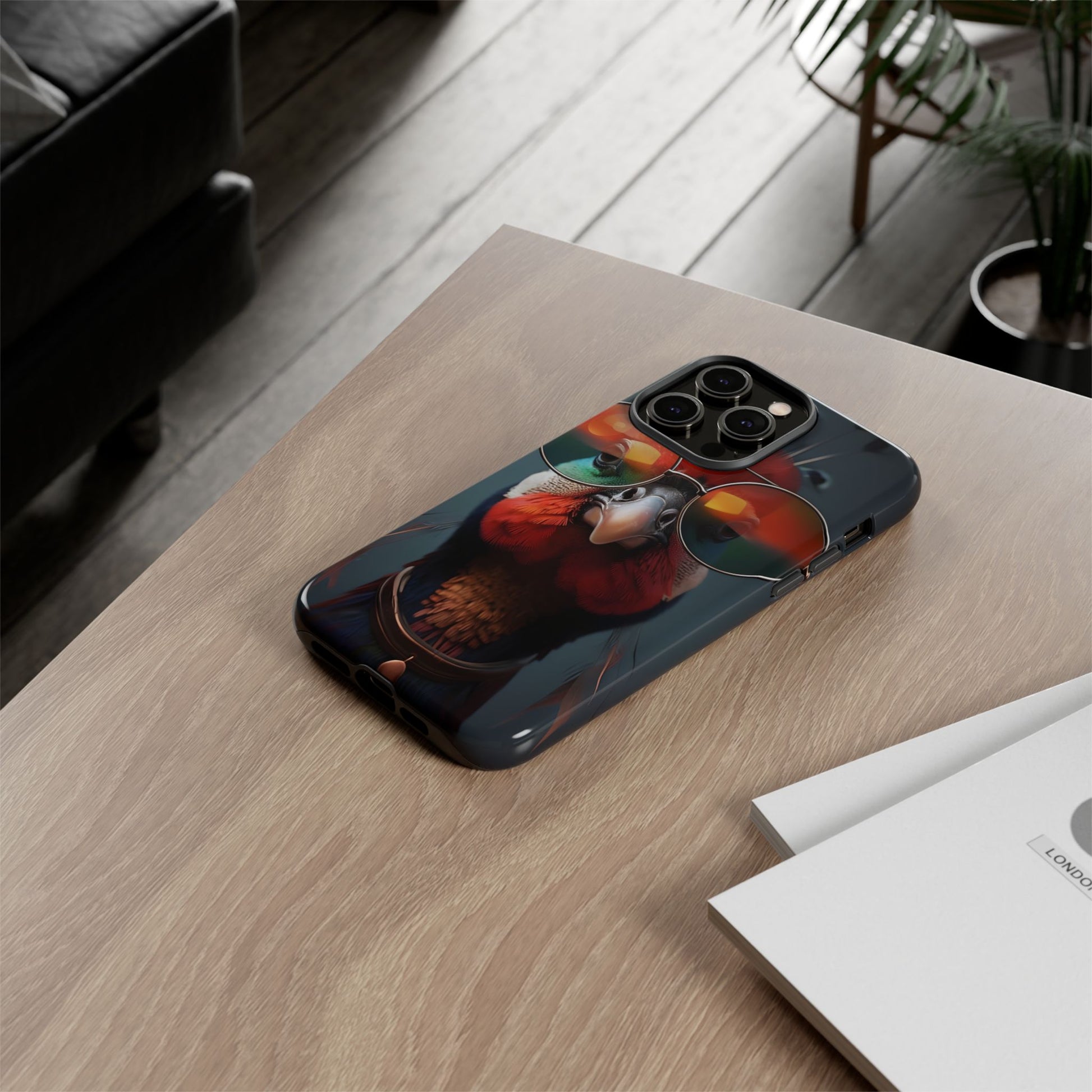 Phone Cases, Bright Exotic Bird in Cool Sunglasses, Protective Tough Cover, Tropical Animal Print, Unique Gift for Bird Lovers, Accessories